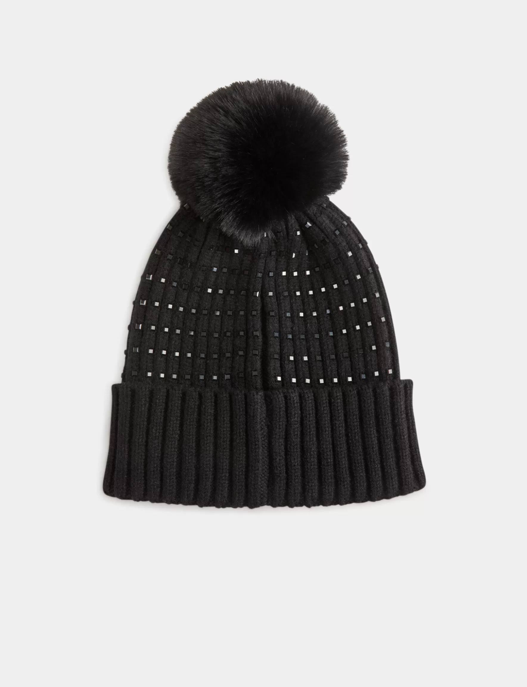 Accessories MORGAN ^Beanie with rhinestones and pom-pom ladies' black