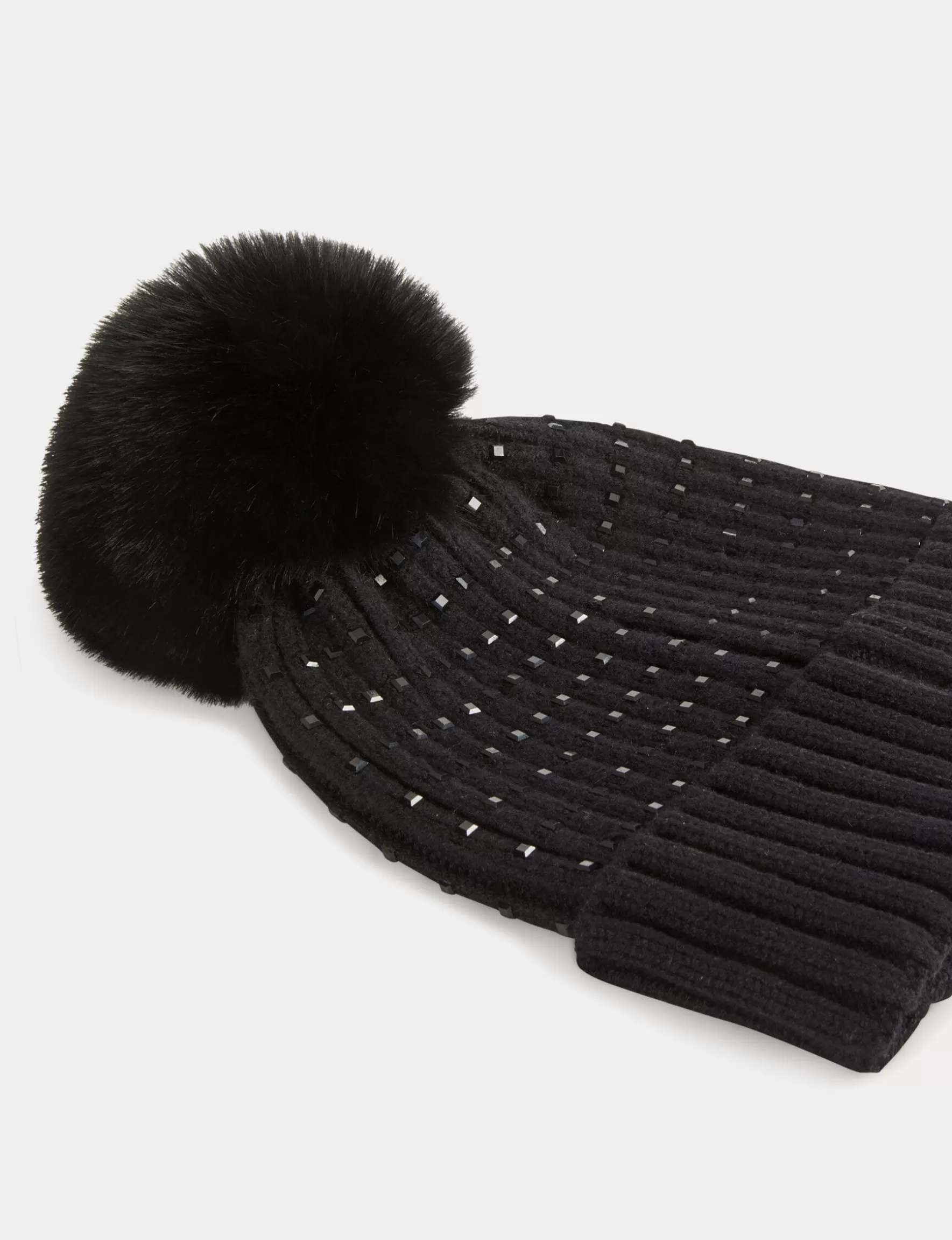 Accessories MORGAN ^Beanie with rhinestones and pom-pom ladies' black