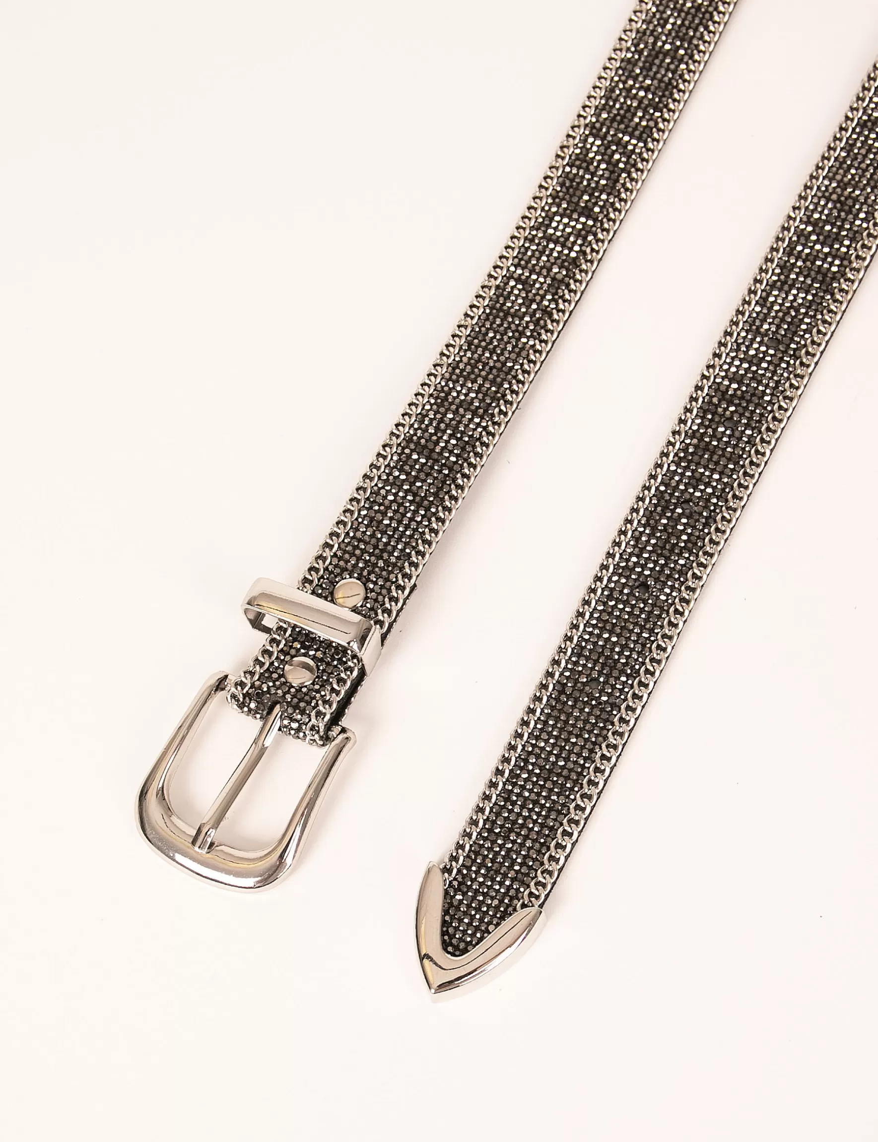 Accessories MORGAN ^Belt with rhinestones and chains ladies' mid-grey