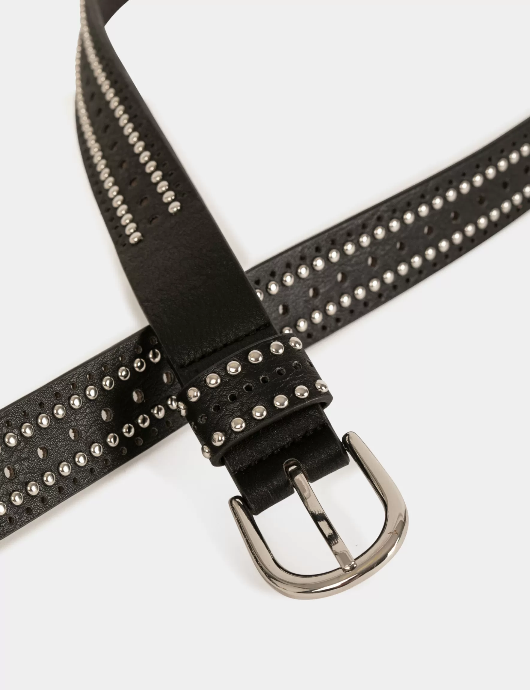 Accessories MORGAN ^Belt with studs and perforations ladies' black