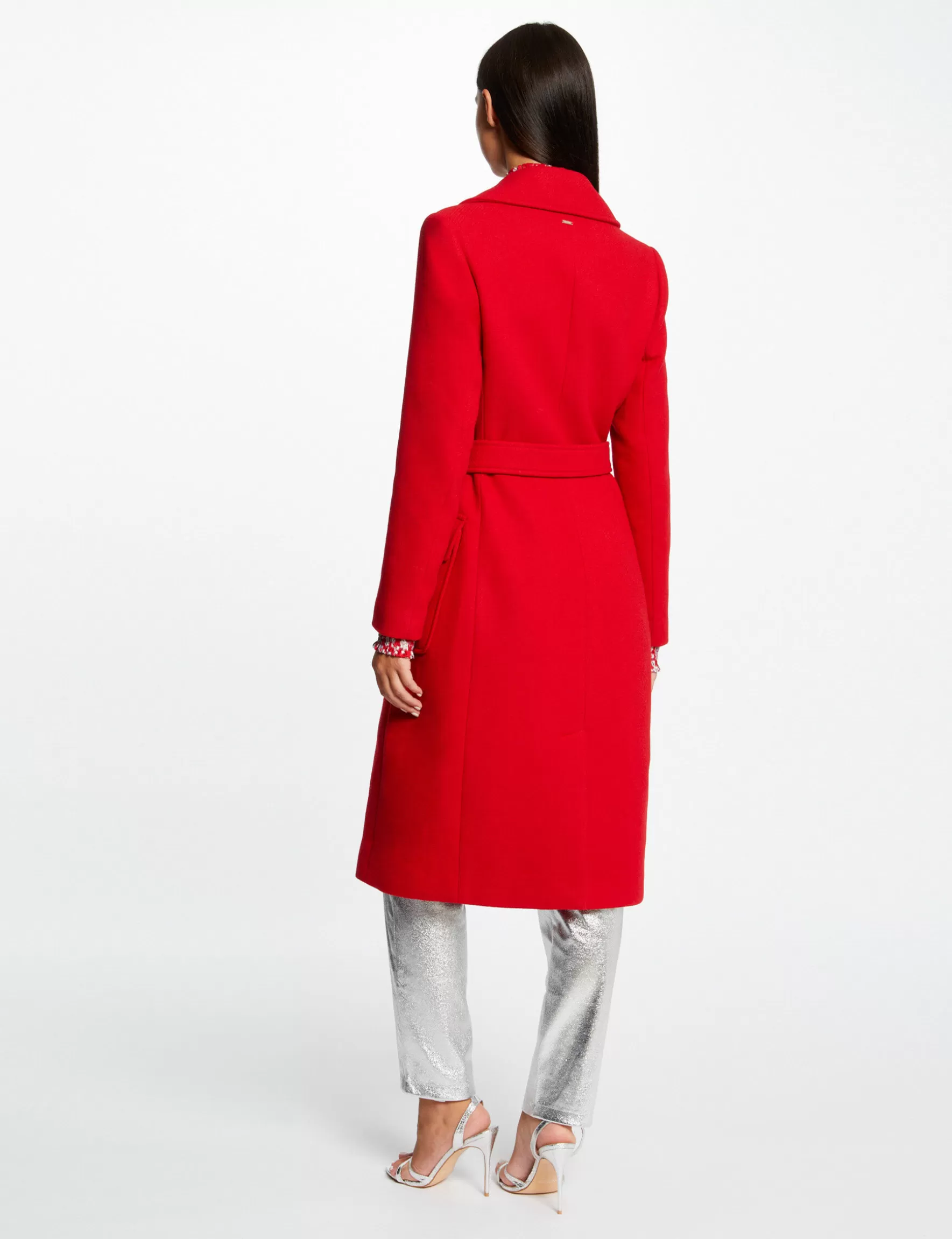 Clothes MORGAN ^Belted long waisted coat ladies' red