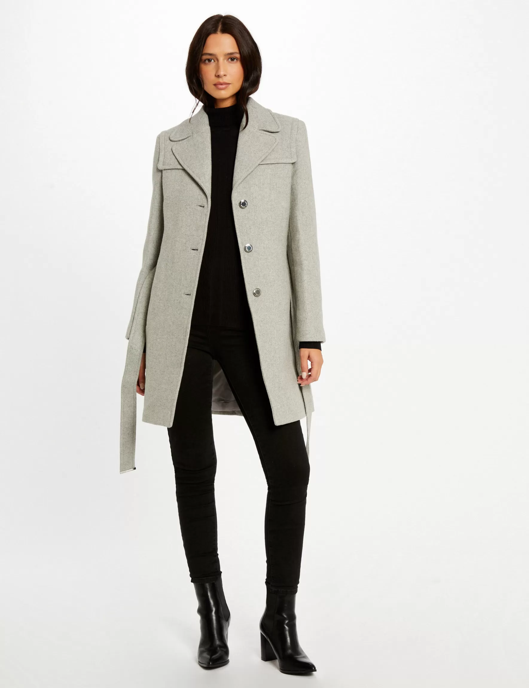 Clothes MORGAN ^Belted waisted coat light grey ladies' light_grey