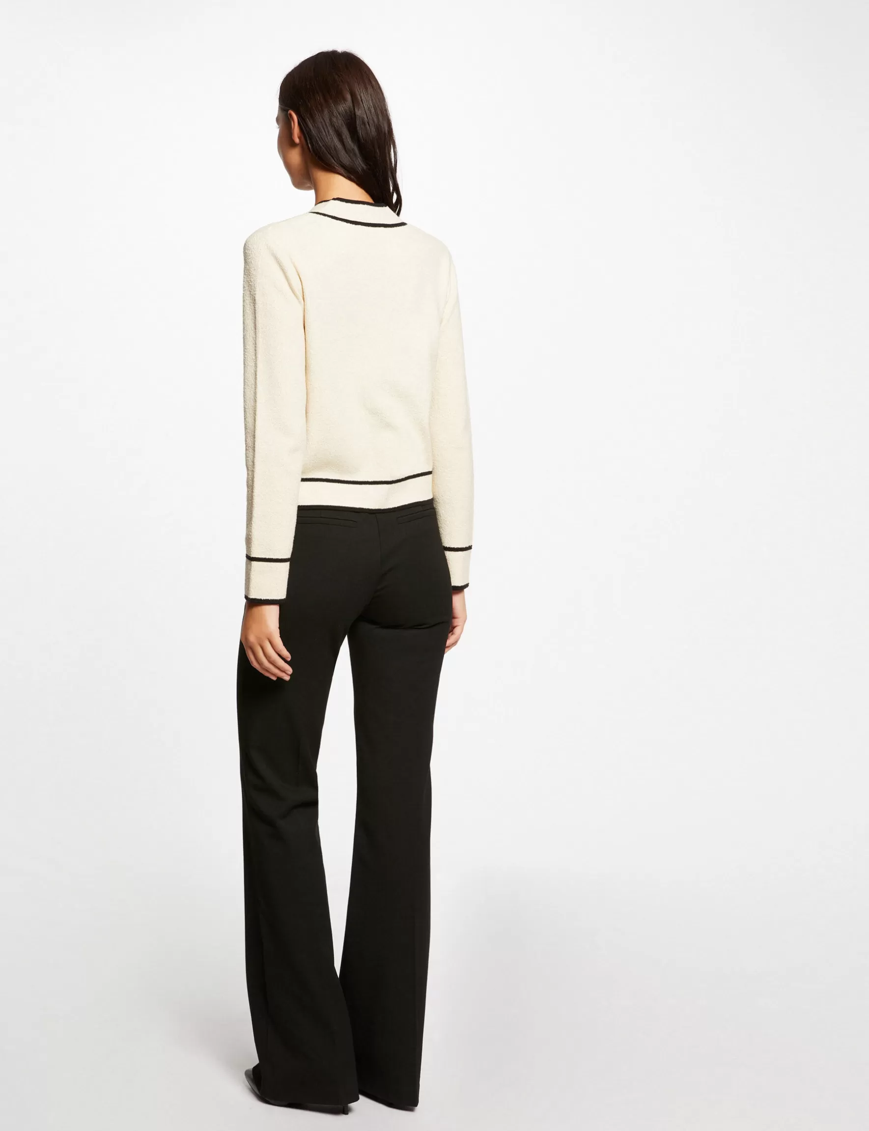 Clothes MORGAN ^Buttoned cardigan contrasting strips ladies' sand