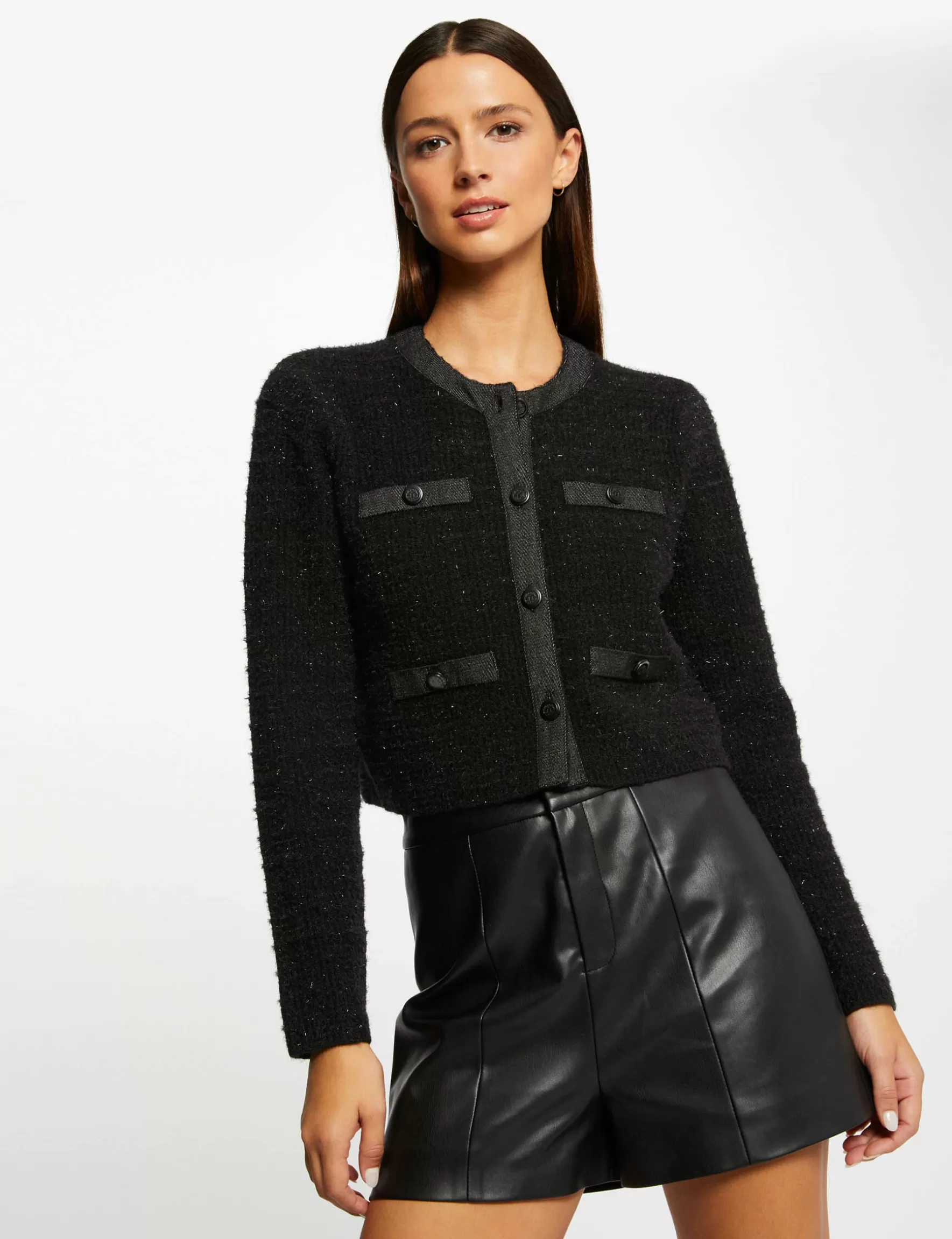 Clothes MORGAN ^Buttoned cardigan with round neck ladies' black