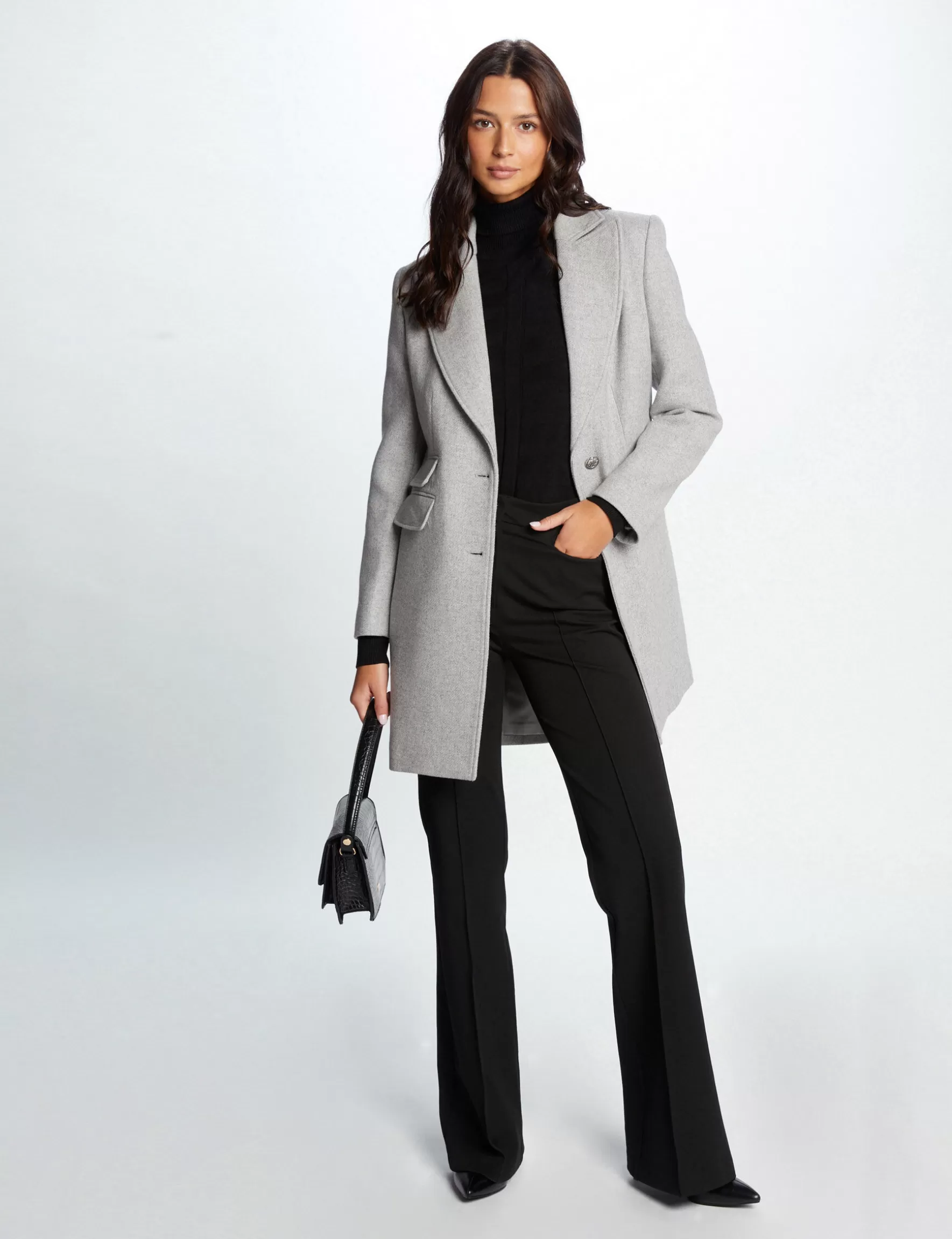 Clothes MORGAN ^Buttoned long coat light grey ladies' light_grey