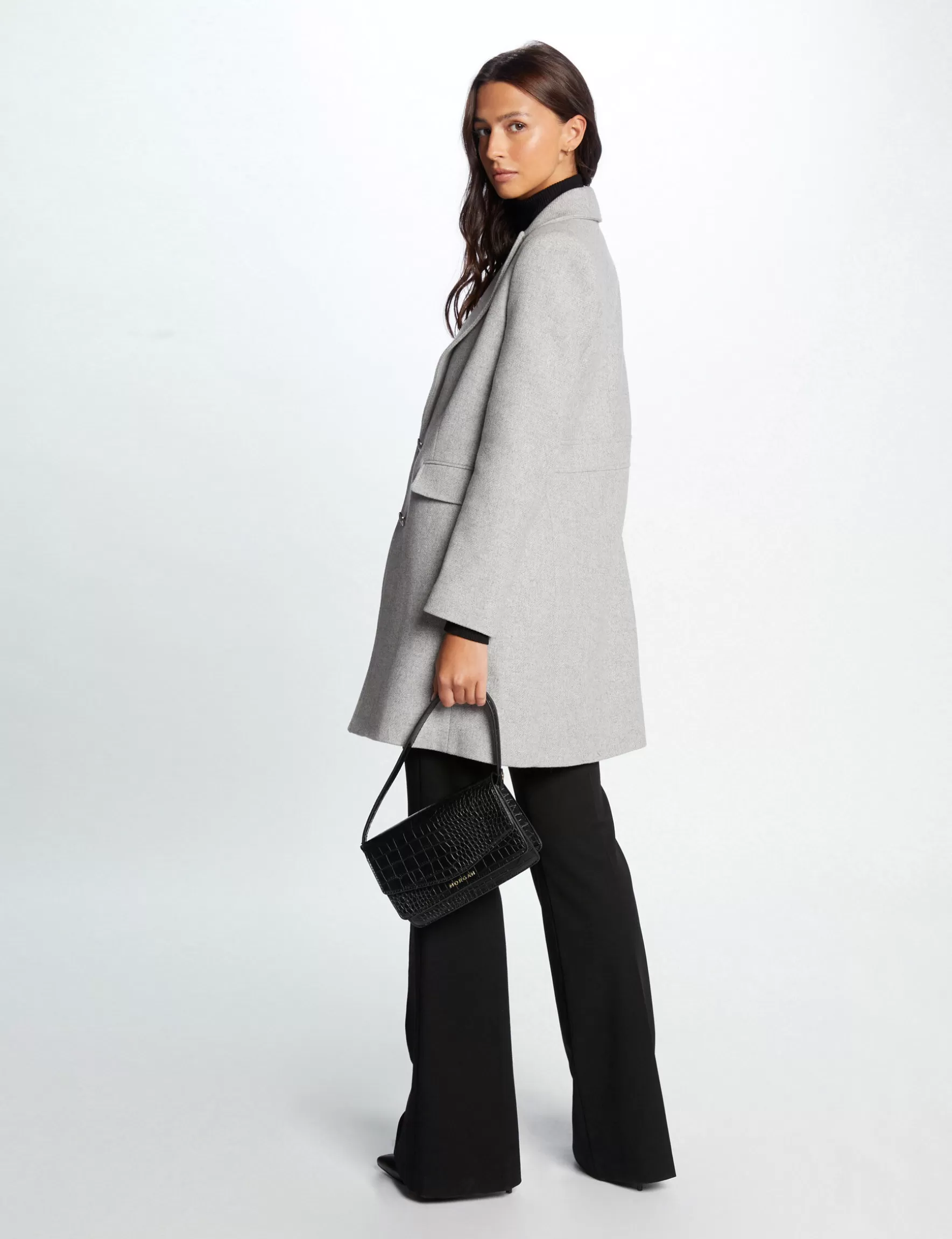 Clothes MORGAN ^Buttoned long coat light grey ladies' light_grey