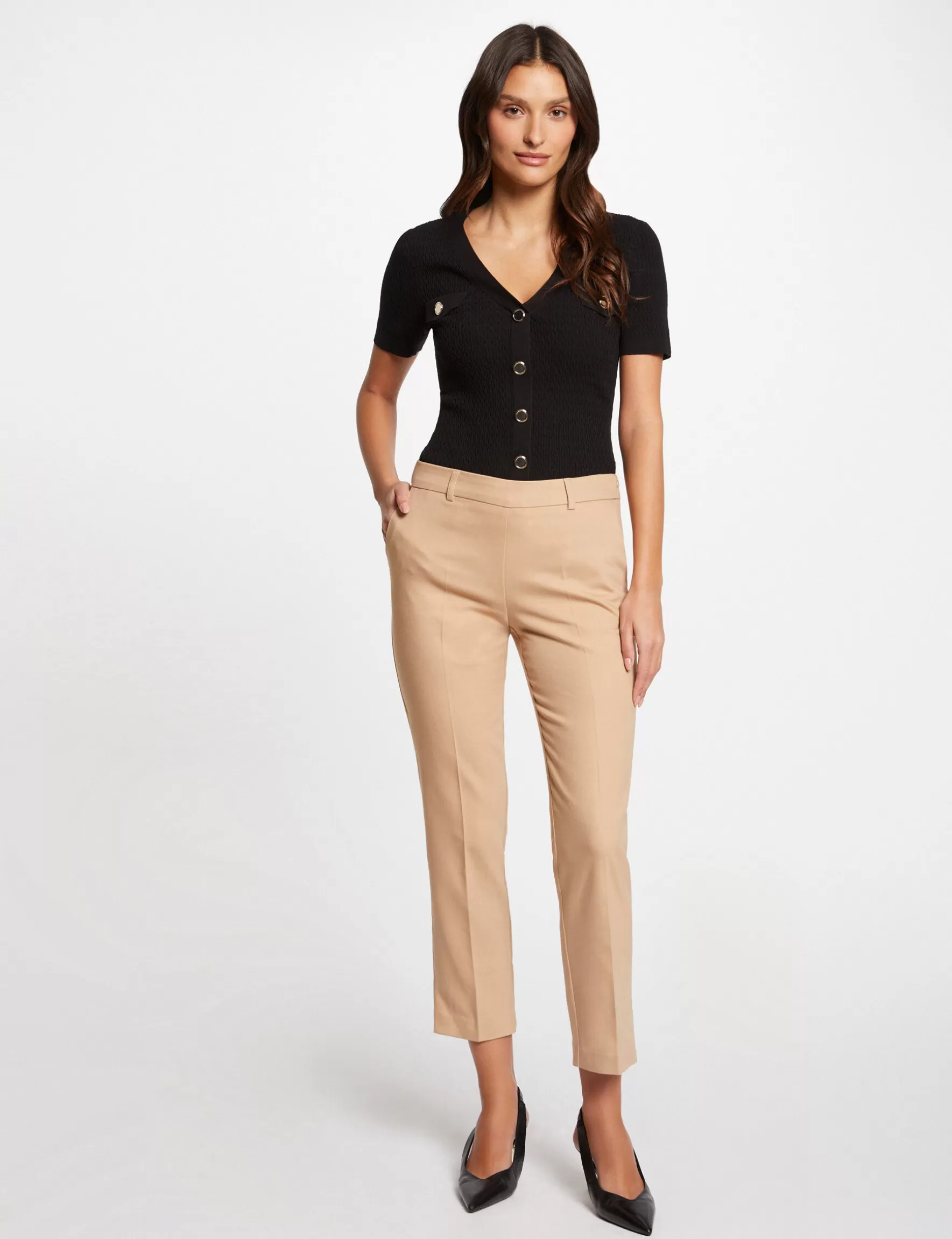 Clothes MORGAN ^Cropped cigarette trousers ladies' beige