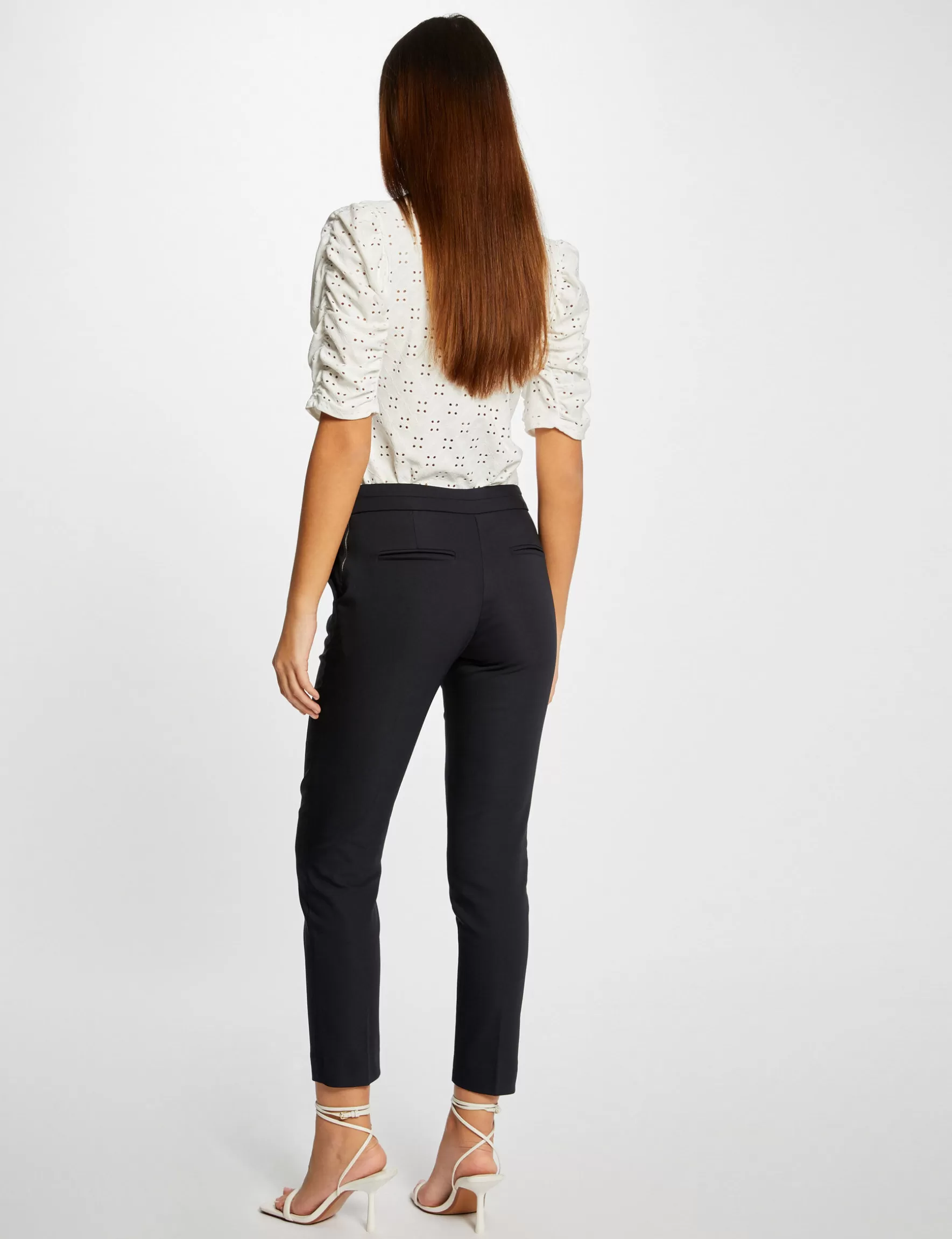 Clothes MORGAN ^Cropped cigarette trousers ladies' navy