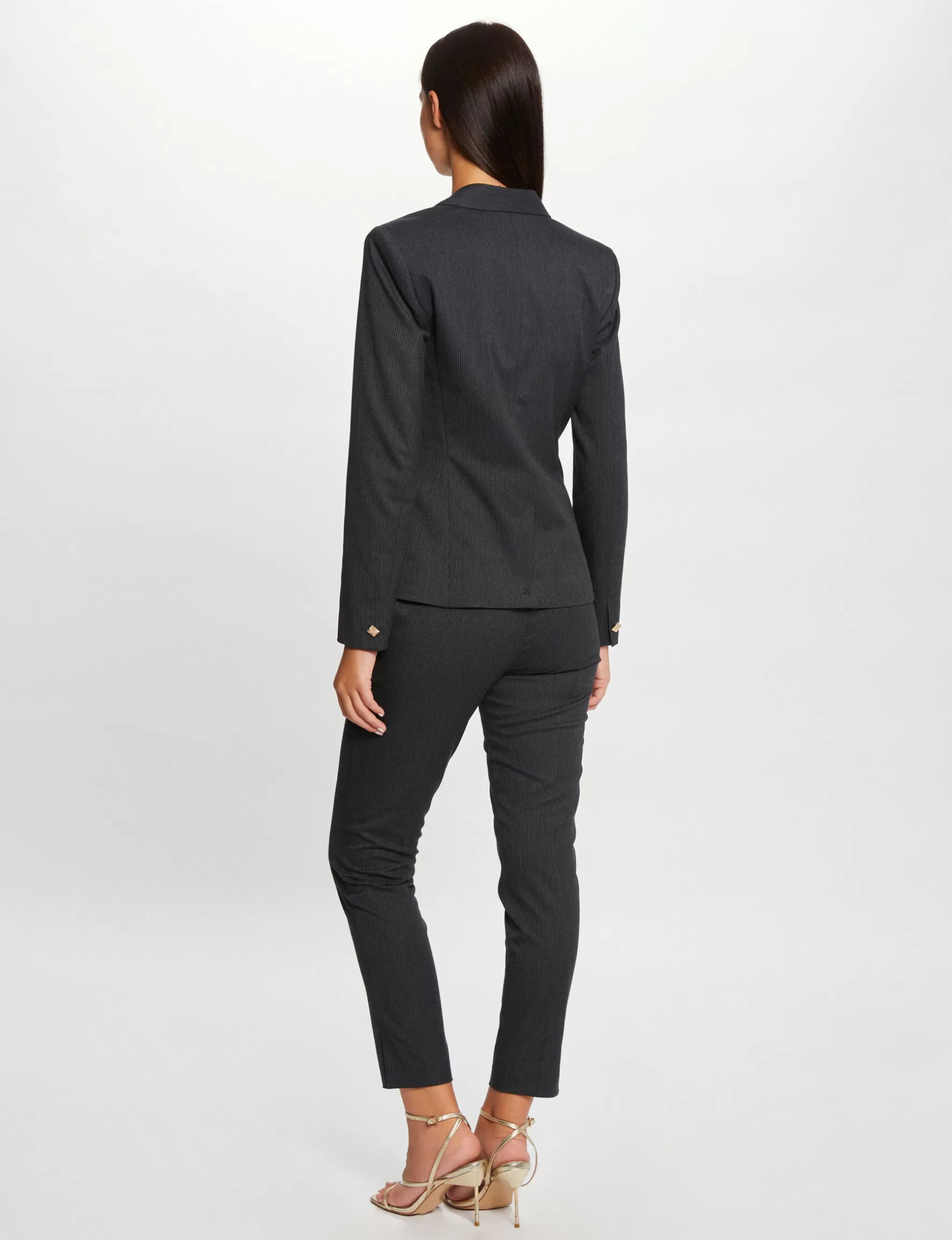 Clothes MORGAN ^Cropped fitted trousers with stripes anthracite grey ladies' anthracite_grey