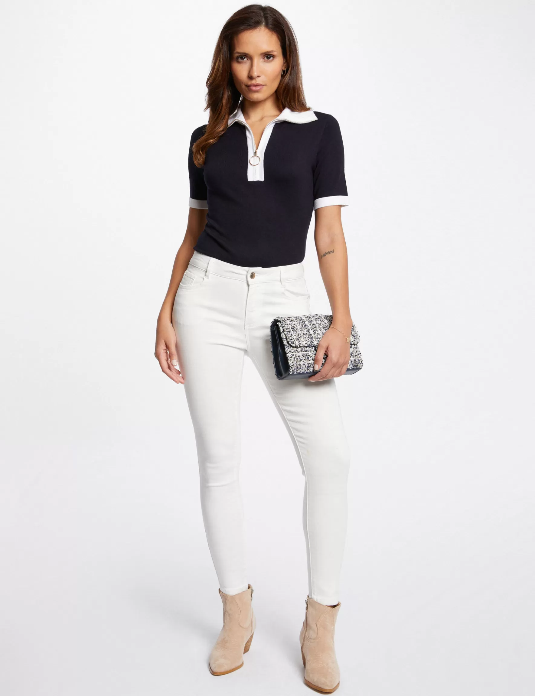 Clothes MORGAN ^Cropped skinny trousers with 5 pockets ladies' ecru