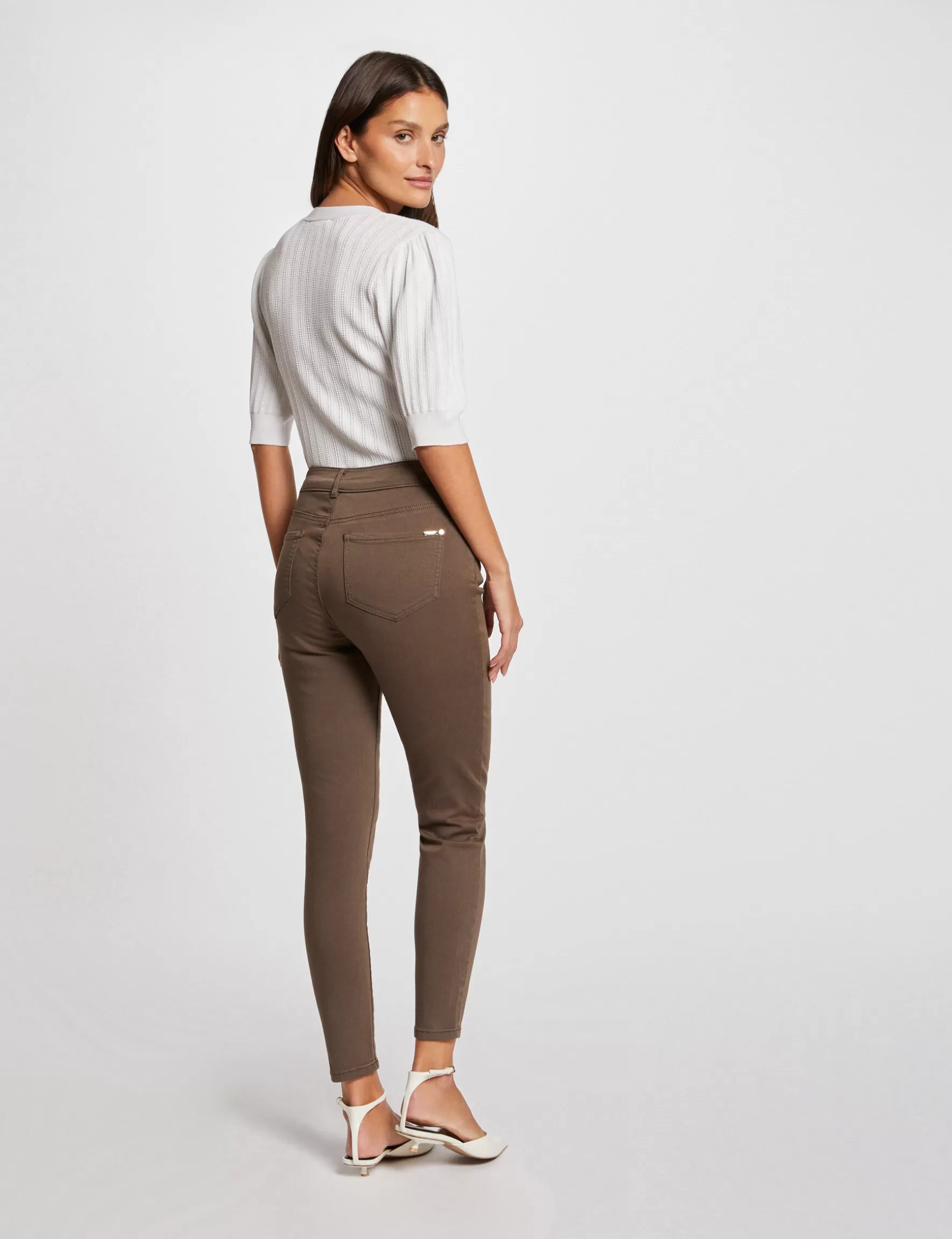 Clothes MORGAN ^Cropped skinny trousers with 5 pockets khaki green ladies' khaki_green