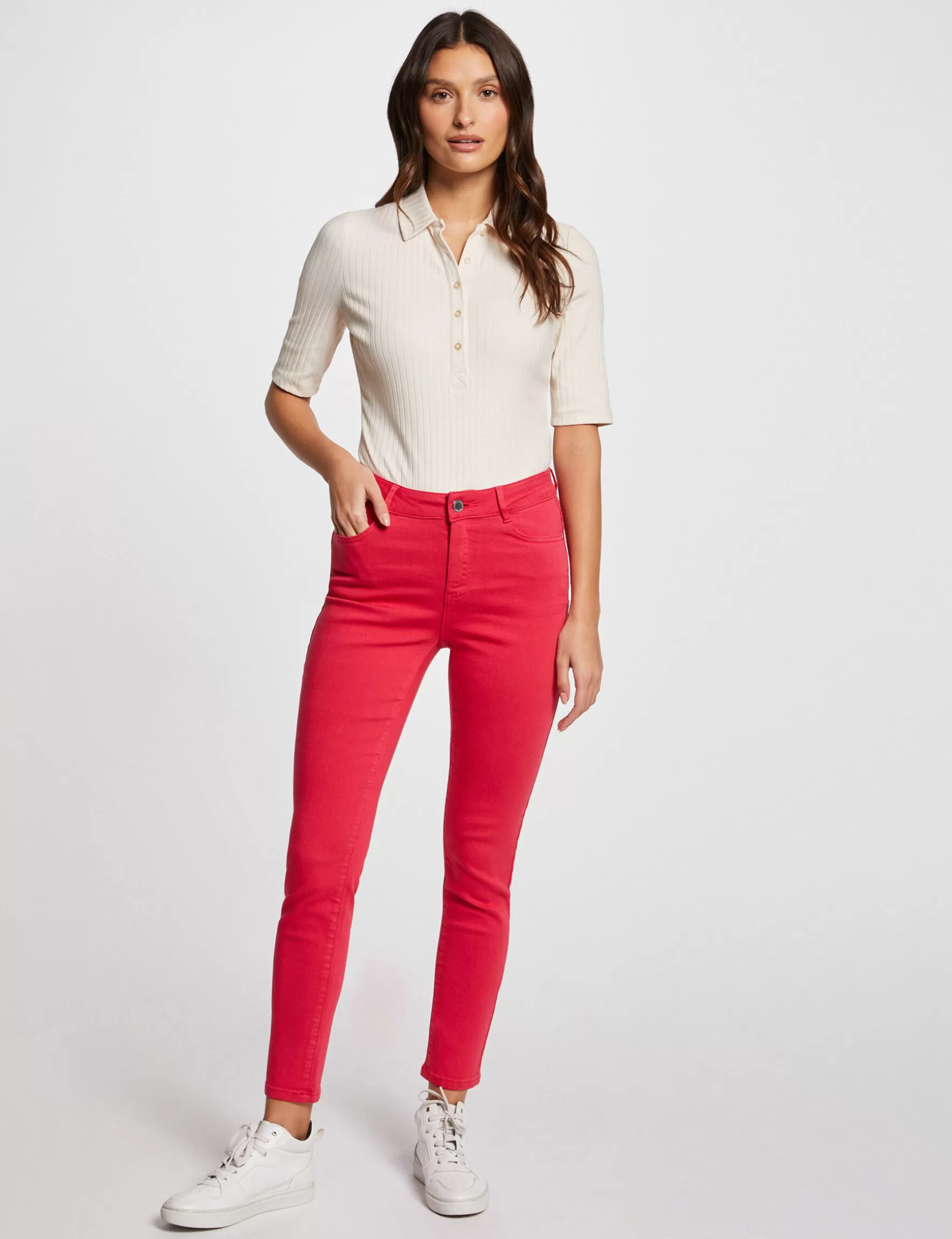 Clothes MORGAN ^Cropped skinny trousers with 5 pockets medium red ladies' medium_red