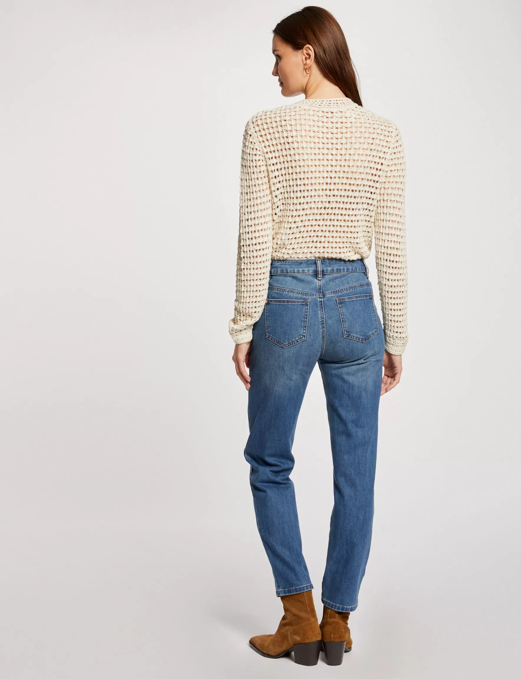 Clothes MORGAN ^Cropped straight jeans stone denim ladies' stone_denim