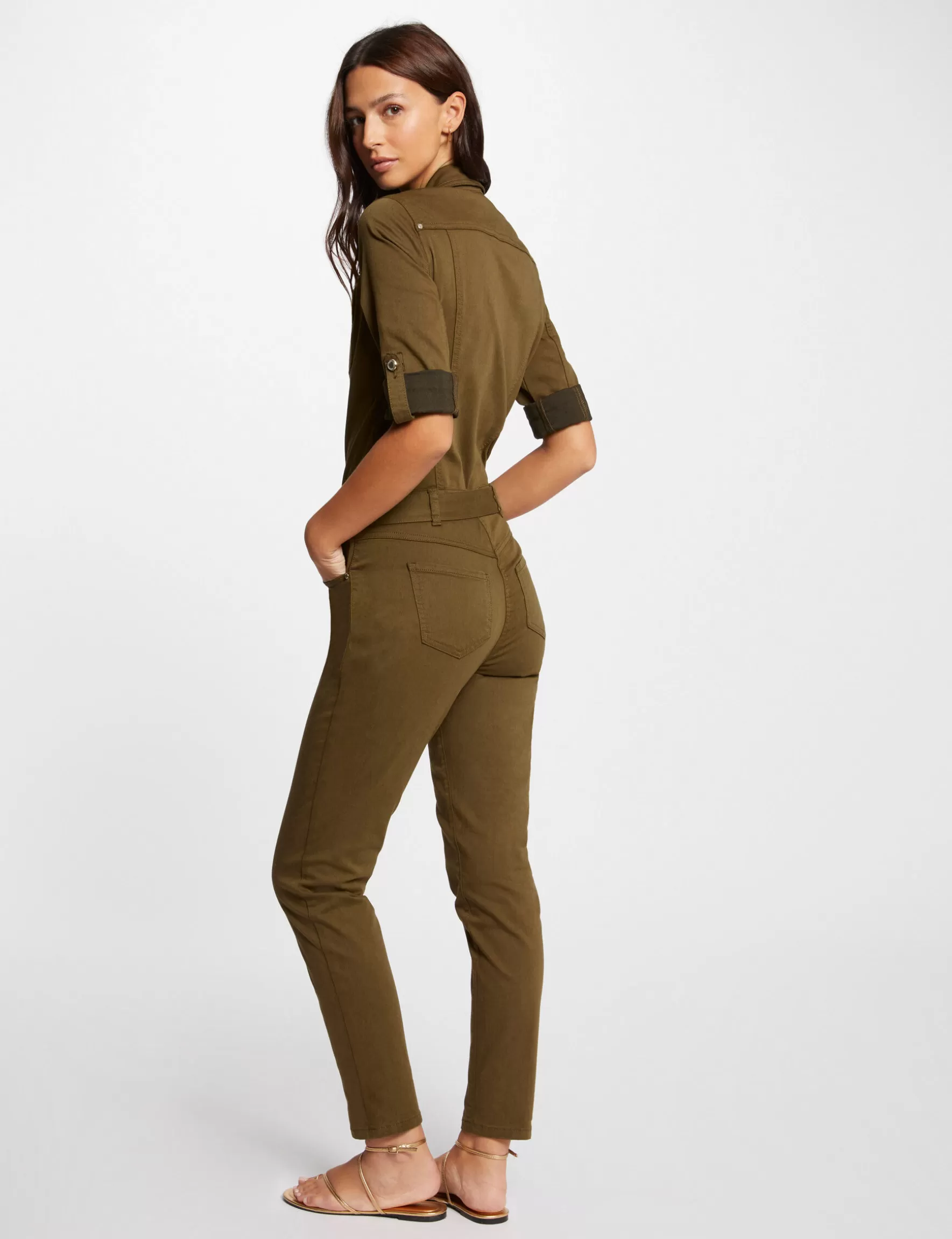 Clothes MORGAN ^Denim jumpsuit khaki green ladies' khaki_green