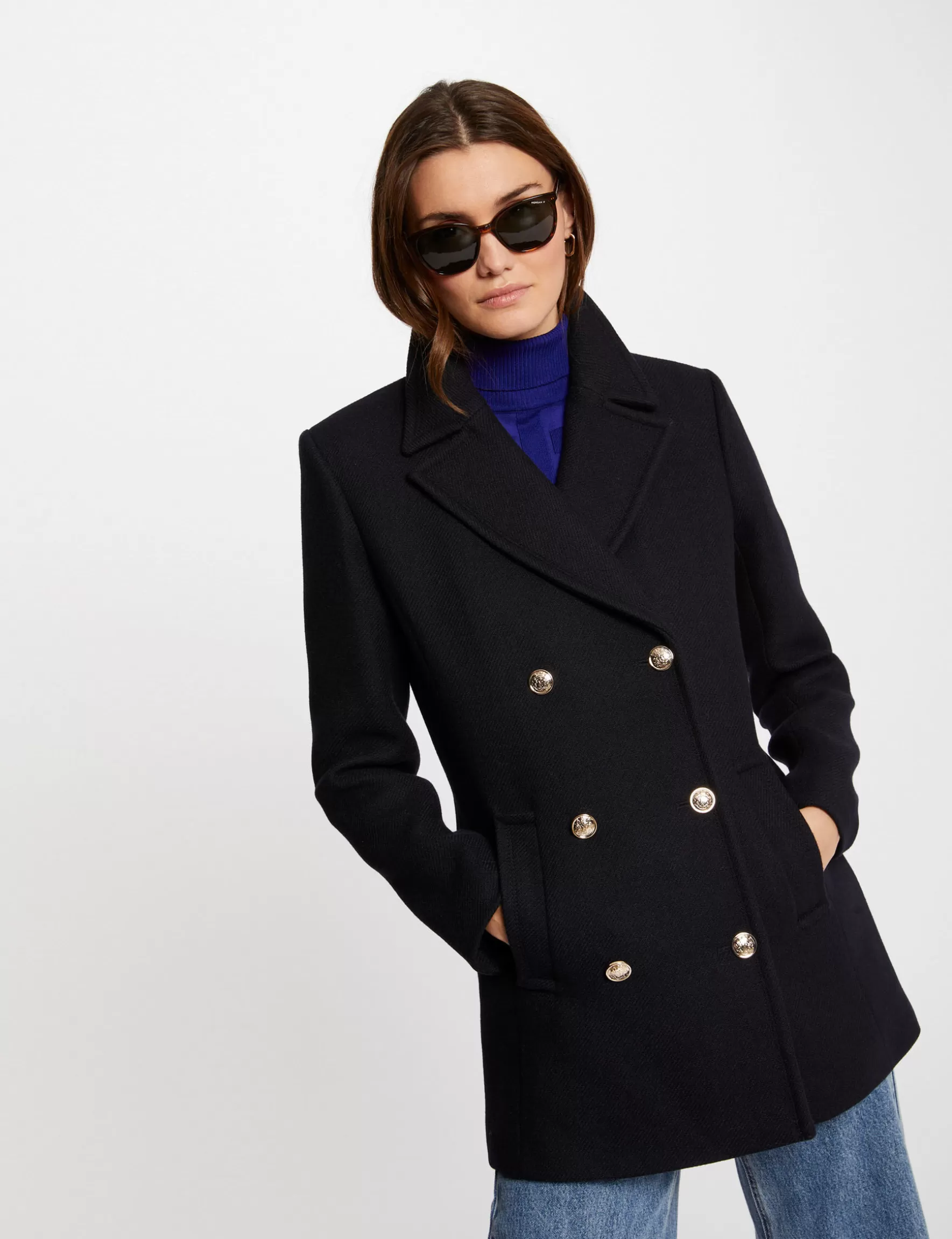 Clothes MORGAN ^Double breasted coat ladies' navy