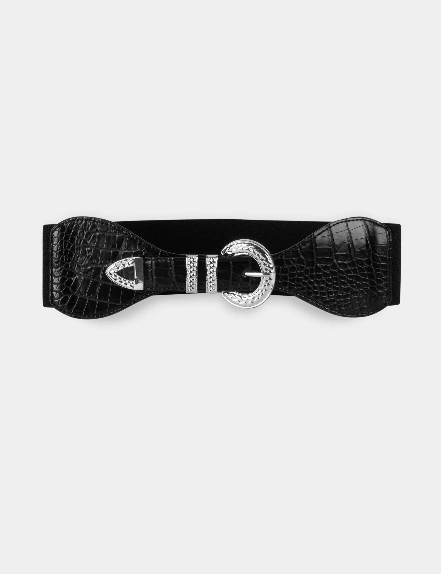 Accessories MORGAN ^Elasticised belt with croc effect ladies' silver