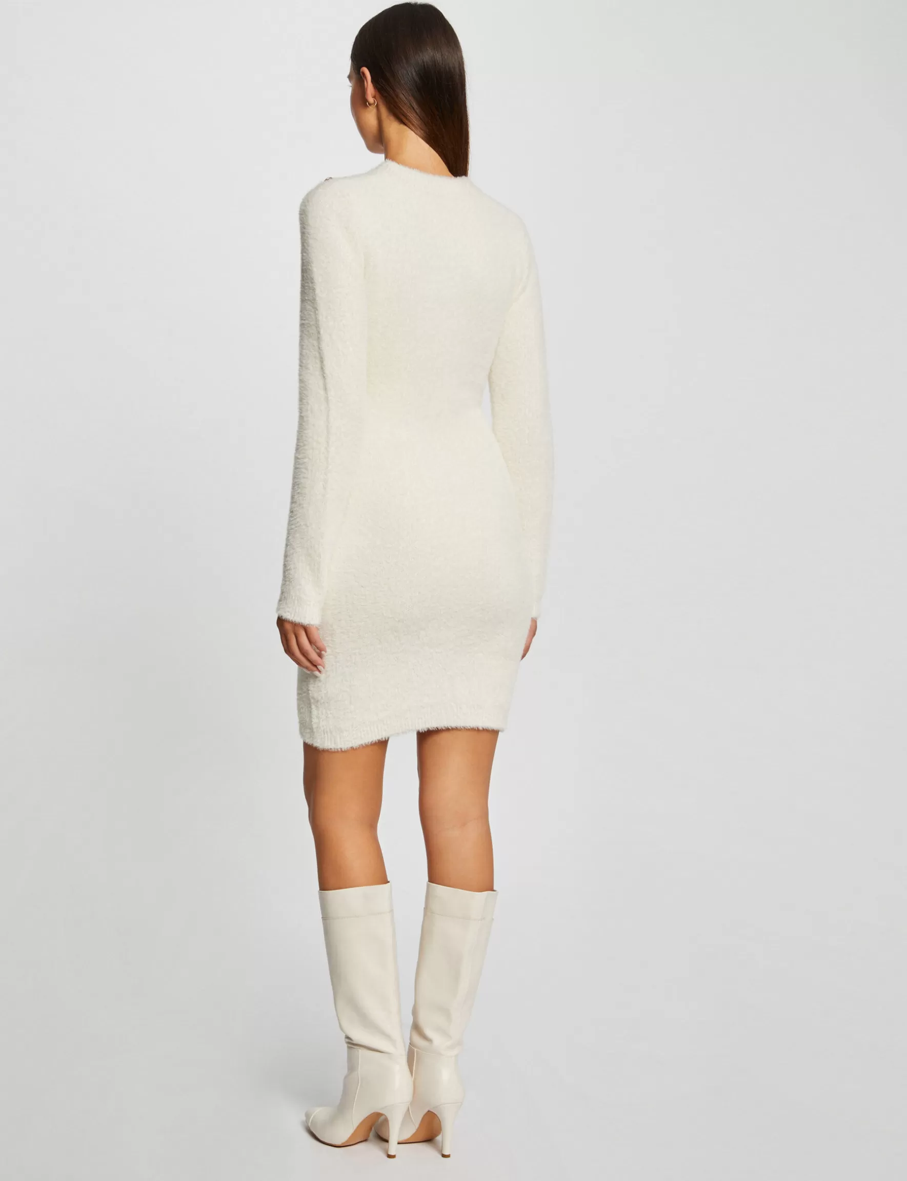 Clothes MORGAN ^Fitted jumper dress fluffy knit ladies' ivory