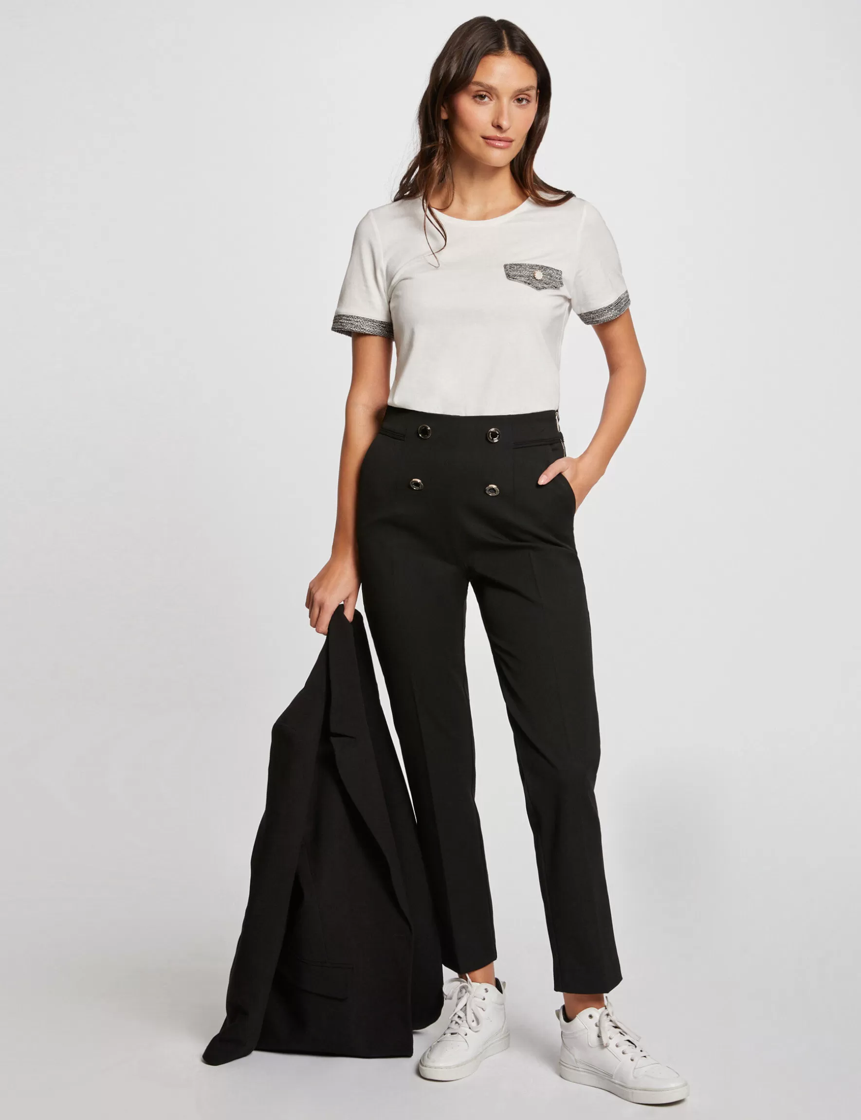 Clothes MORGAN ^High-waisted straight trousers ladies' black