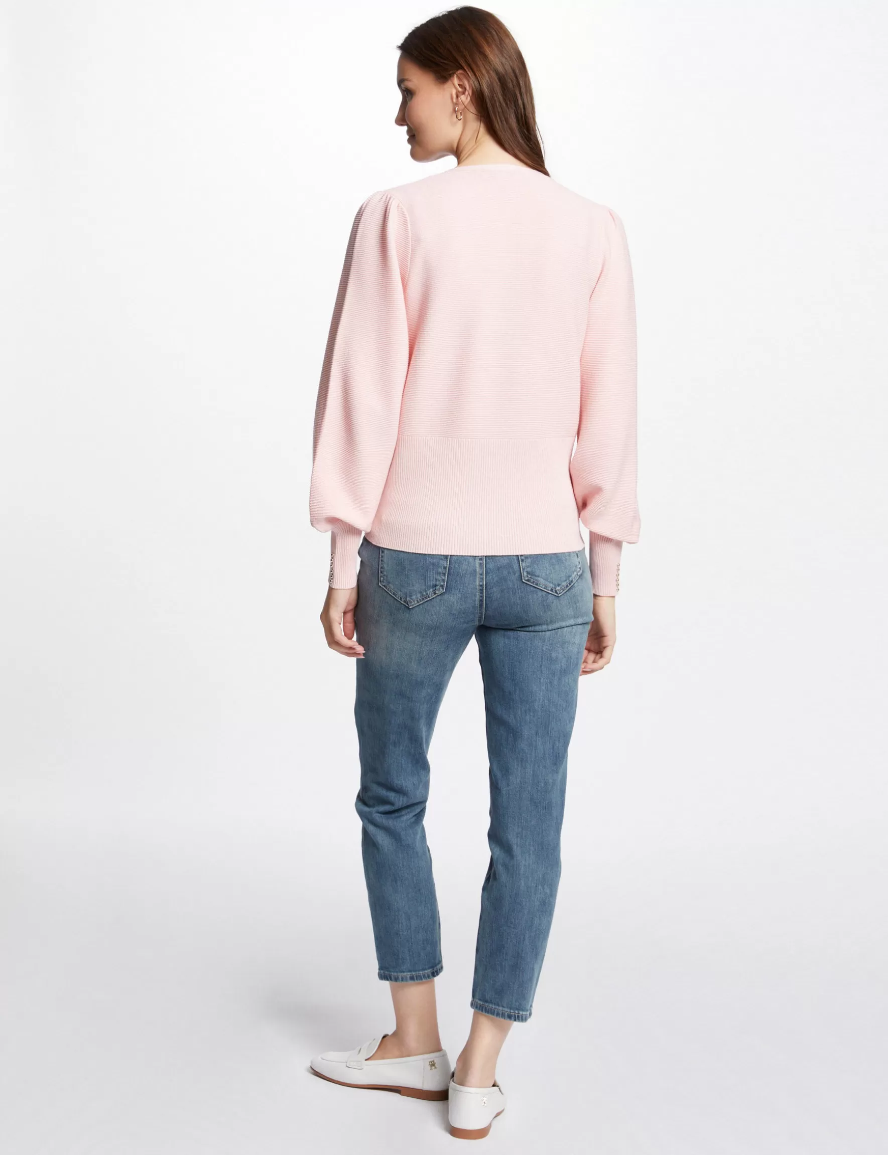 Clothes MORGAN ^Jumper V-neck with buttons pale pink ladies' pale_pink