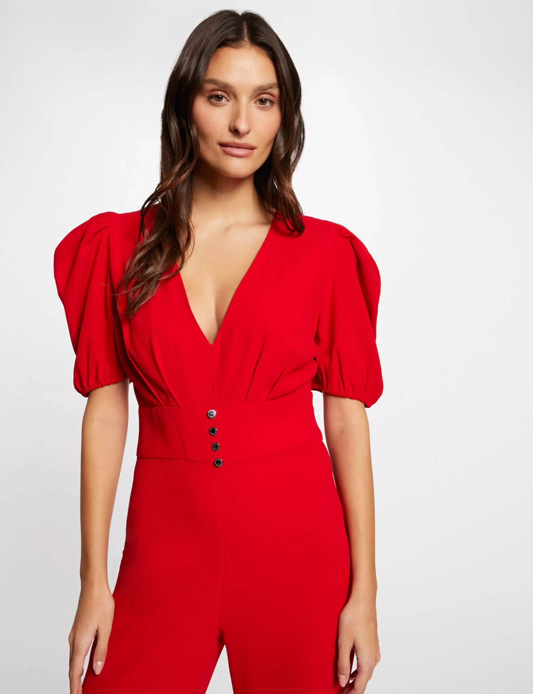 Clothes MORGAN ^Jumpsuit with V-neck ladies' red