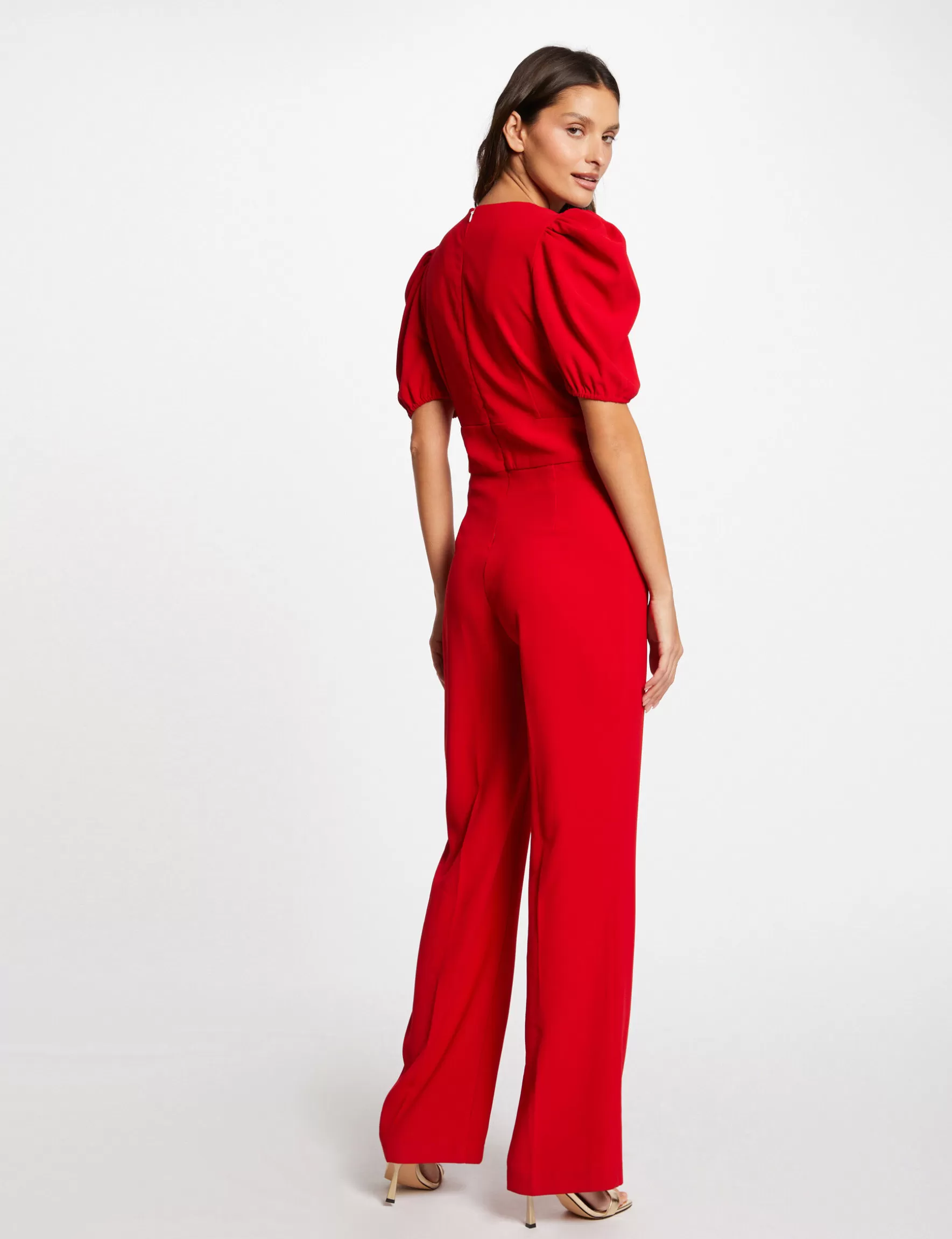 Clothes MORGAN ^Jumpsuit with V-neck ladies' red