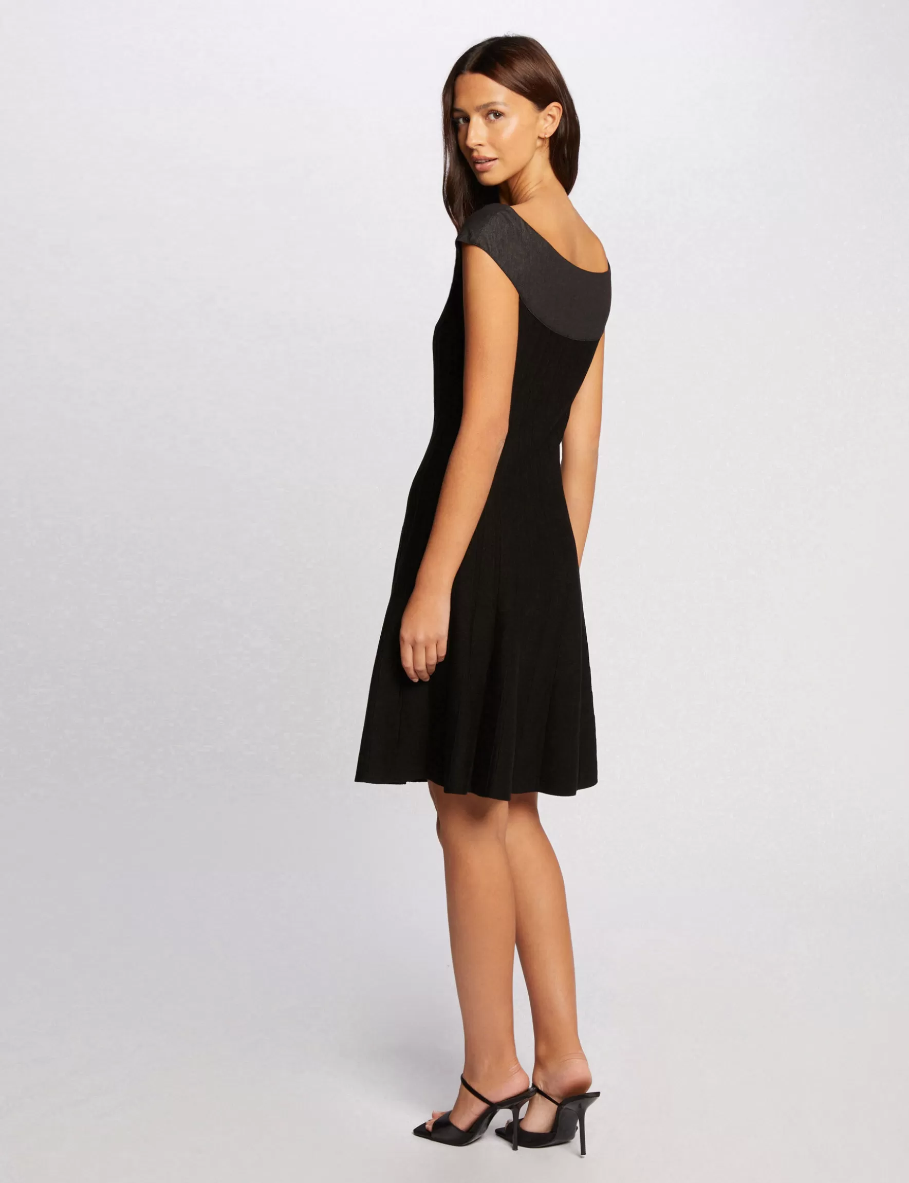 Clothes MORGAN ^Knee-length skater knitted dress ladies' black