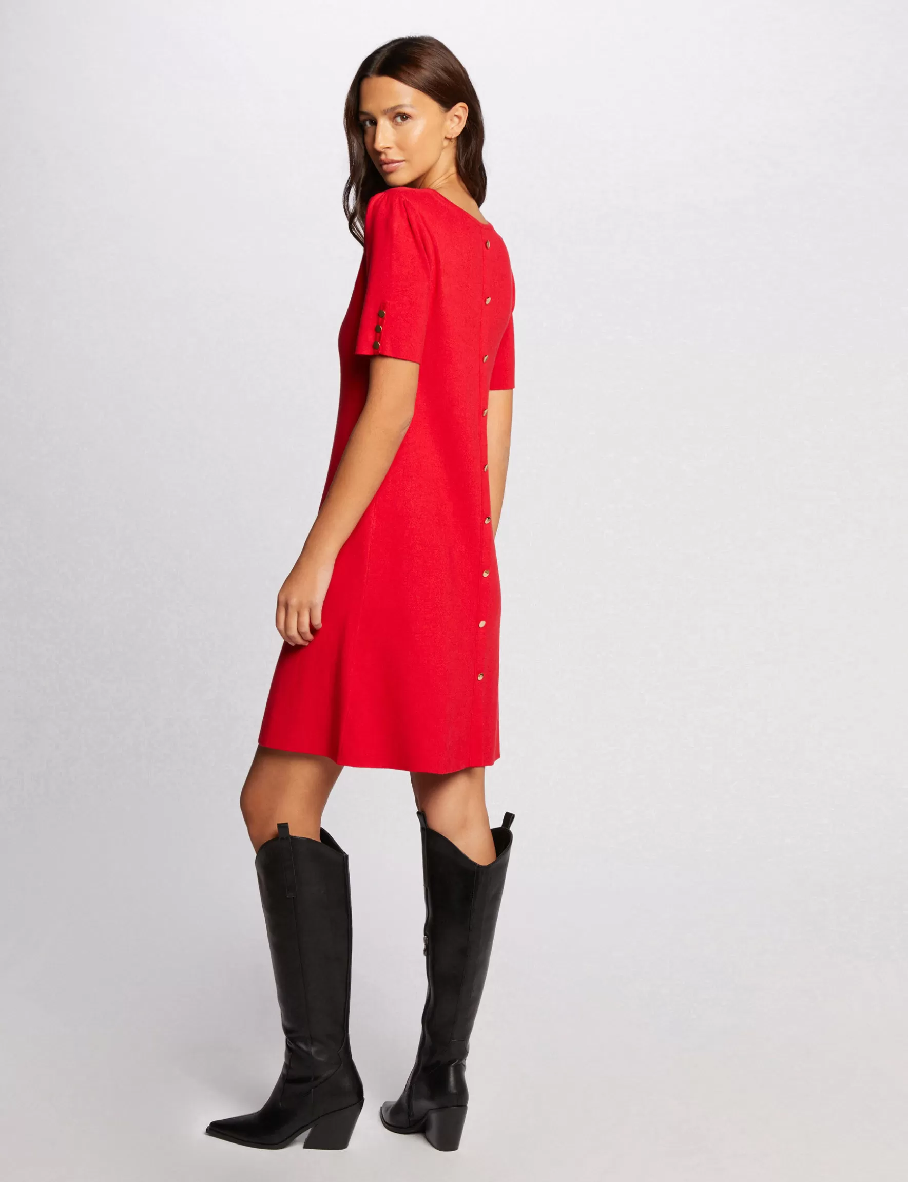 Clothes MORGAN ^Knee-length straight knitted dress ladies' red