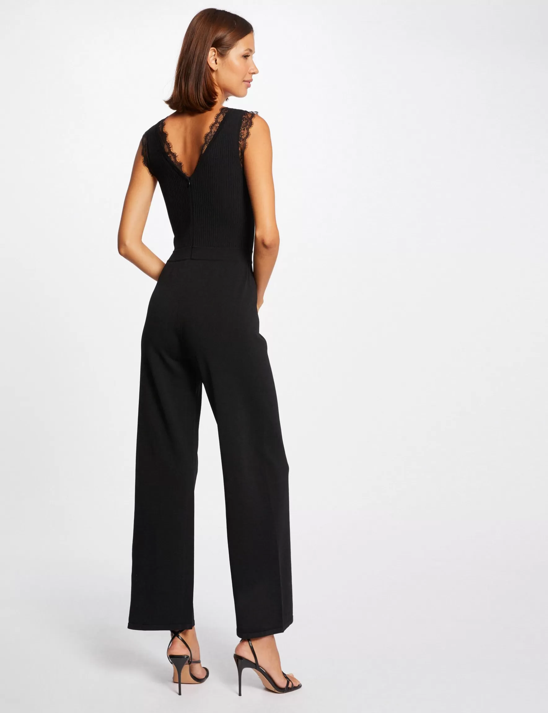 Clothes MORGAN ^Knitted wide leg jumpsuit ladies' black