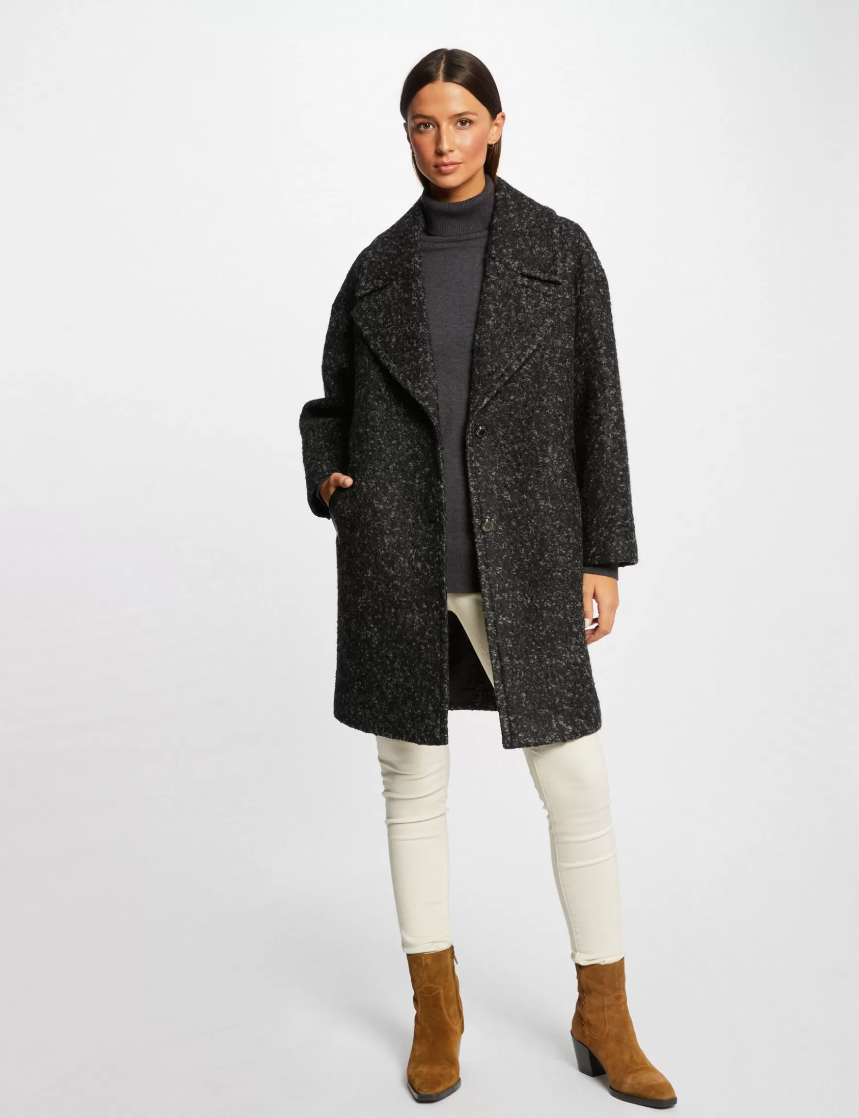 Clothes MORGAN ^Long oversize coat anthracite grey ladies' anthracite_grey