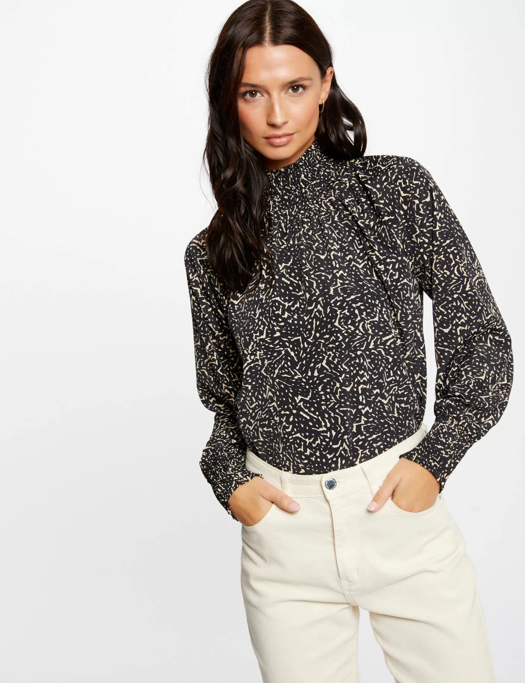 Clothes MORGAN ^Long-sleeved blouse abstract print ladies' multico