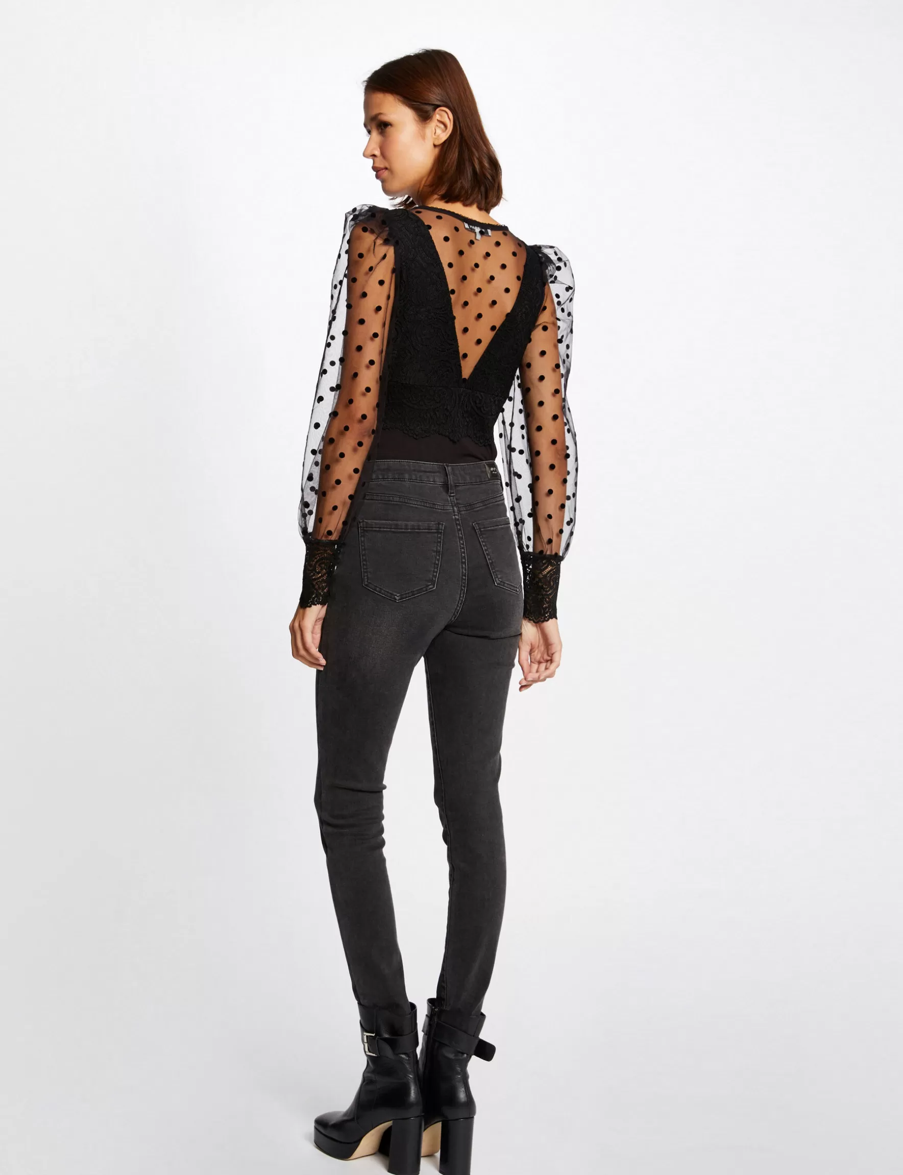 Clothes MORGAN ^Long-sleeved body with lace ladies' black