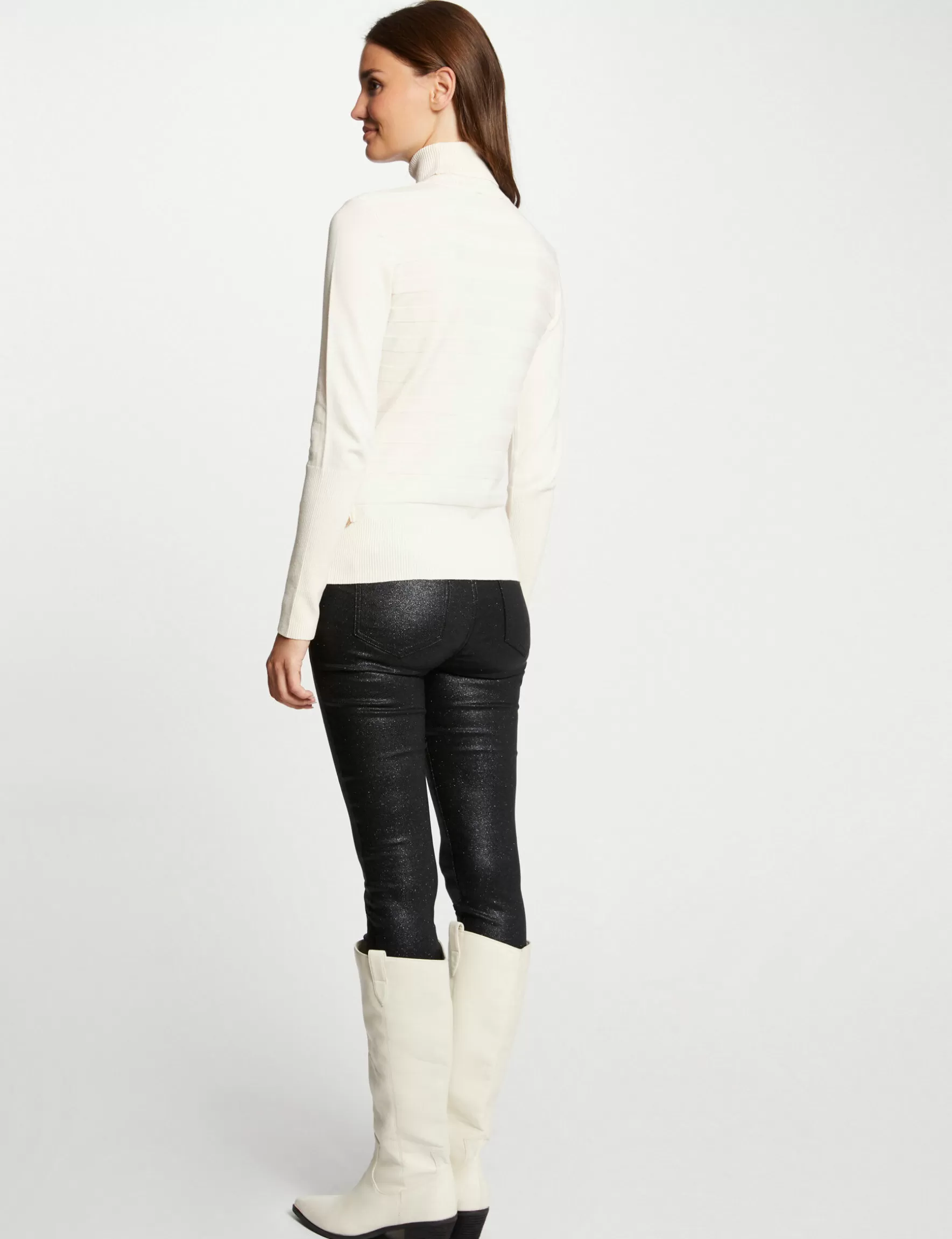 Clothes MORGAN ^Long-sleeved jumper with buckles ladies' ivory