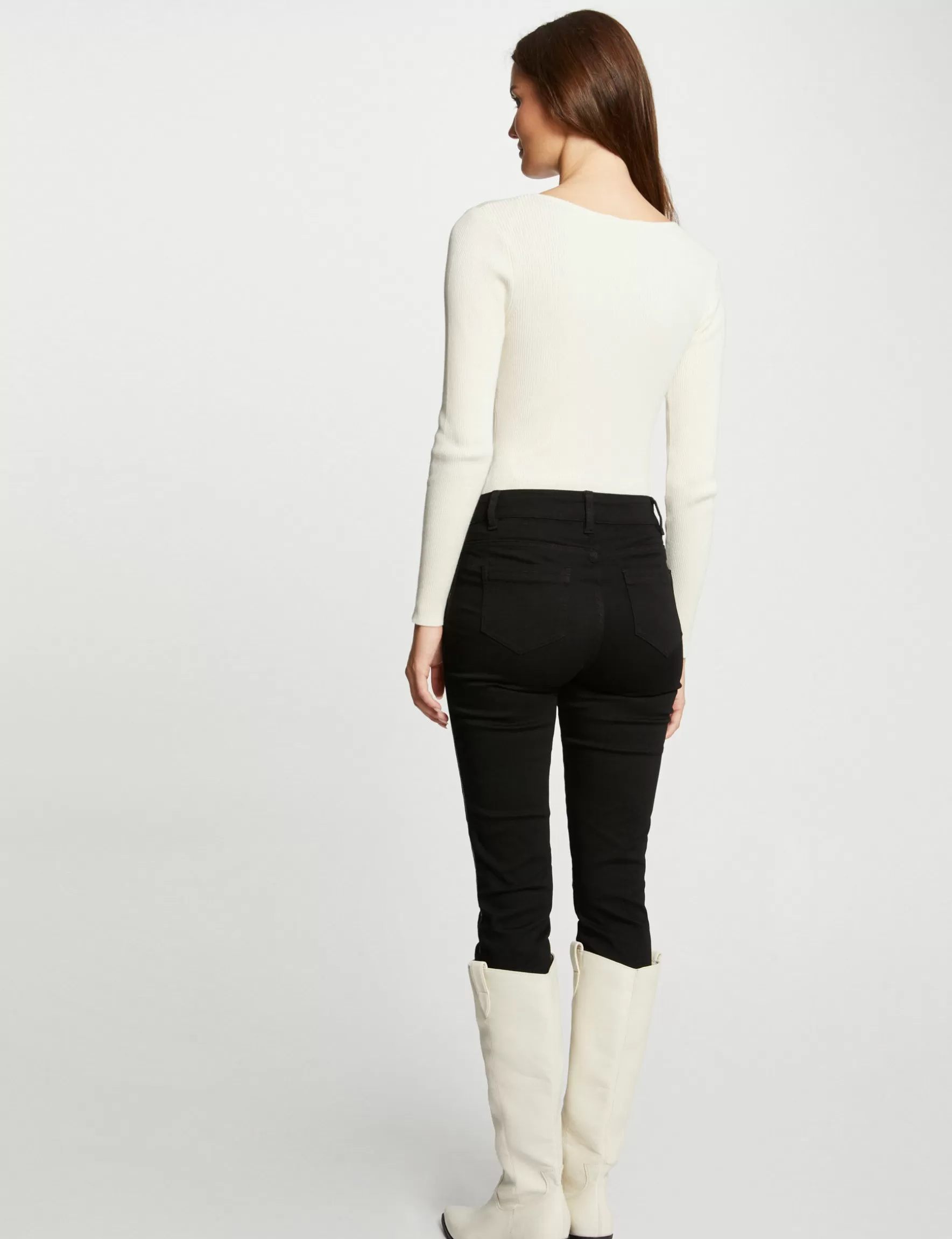 Clothes MORGAN ^Long-sleeved jumper with buckles ladies' ivory