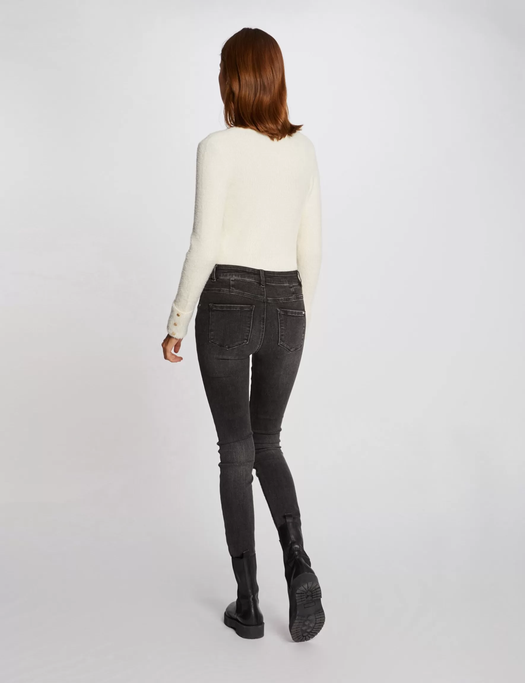 Clothes MORGAN ^Long-sleeved jumper with fluffy knit ladies' ivory