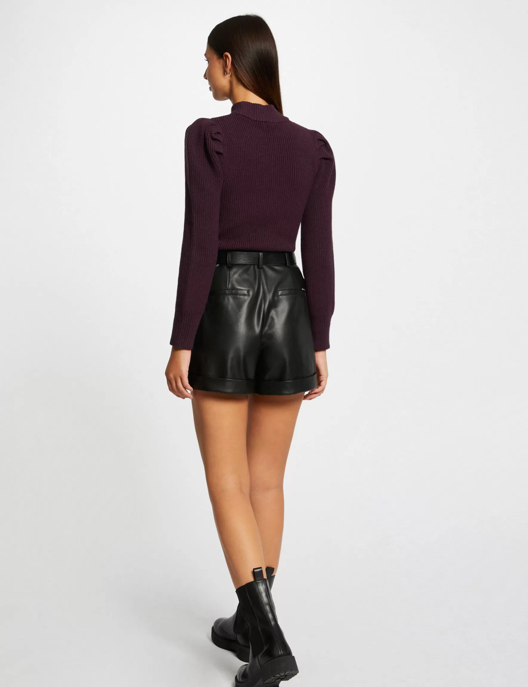 Clothes MORGAN ^Long-sleeved jumper with high collar dark purple ladies' dark_purple