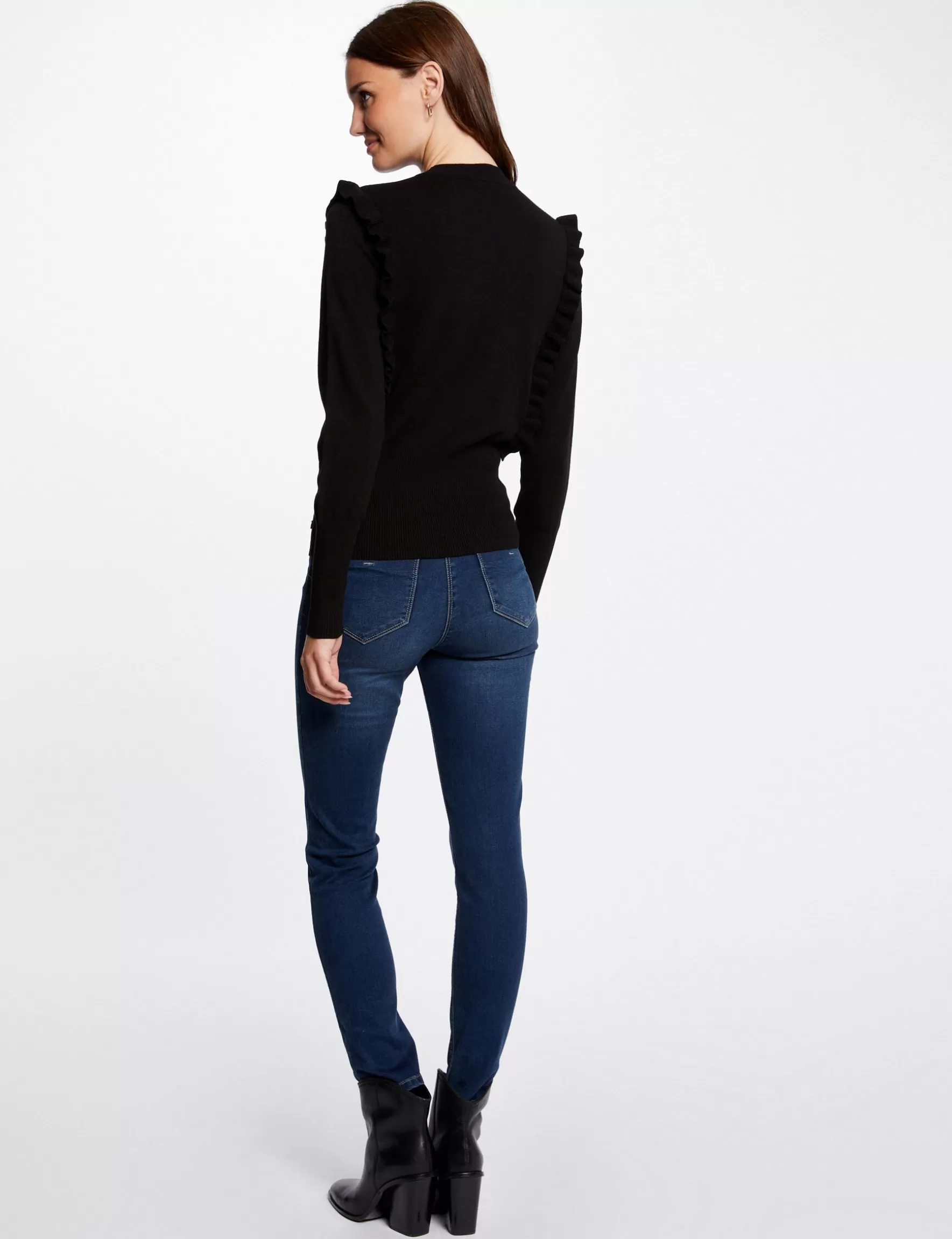 Clothes MORGAN ^Long-sleeved jumper with ruffles ladies' black