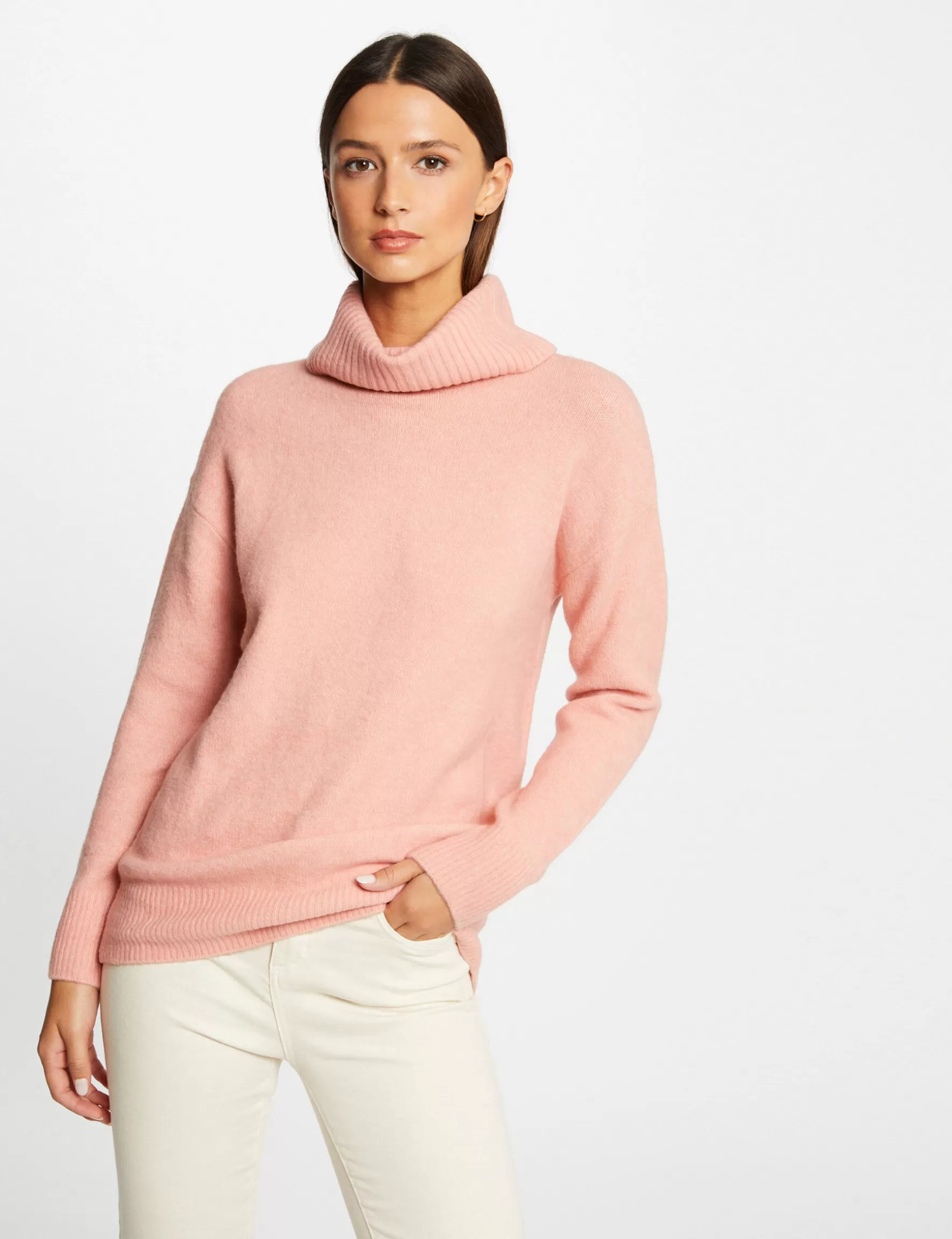 Clothes MORGAN ^Long-sleeved jumper with turtleneck ladies' coral