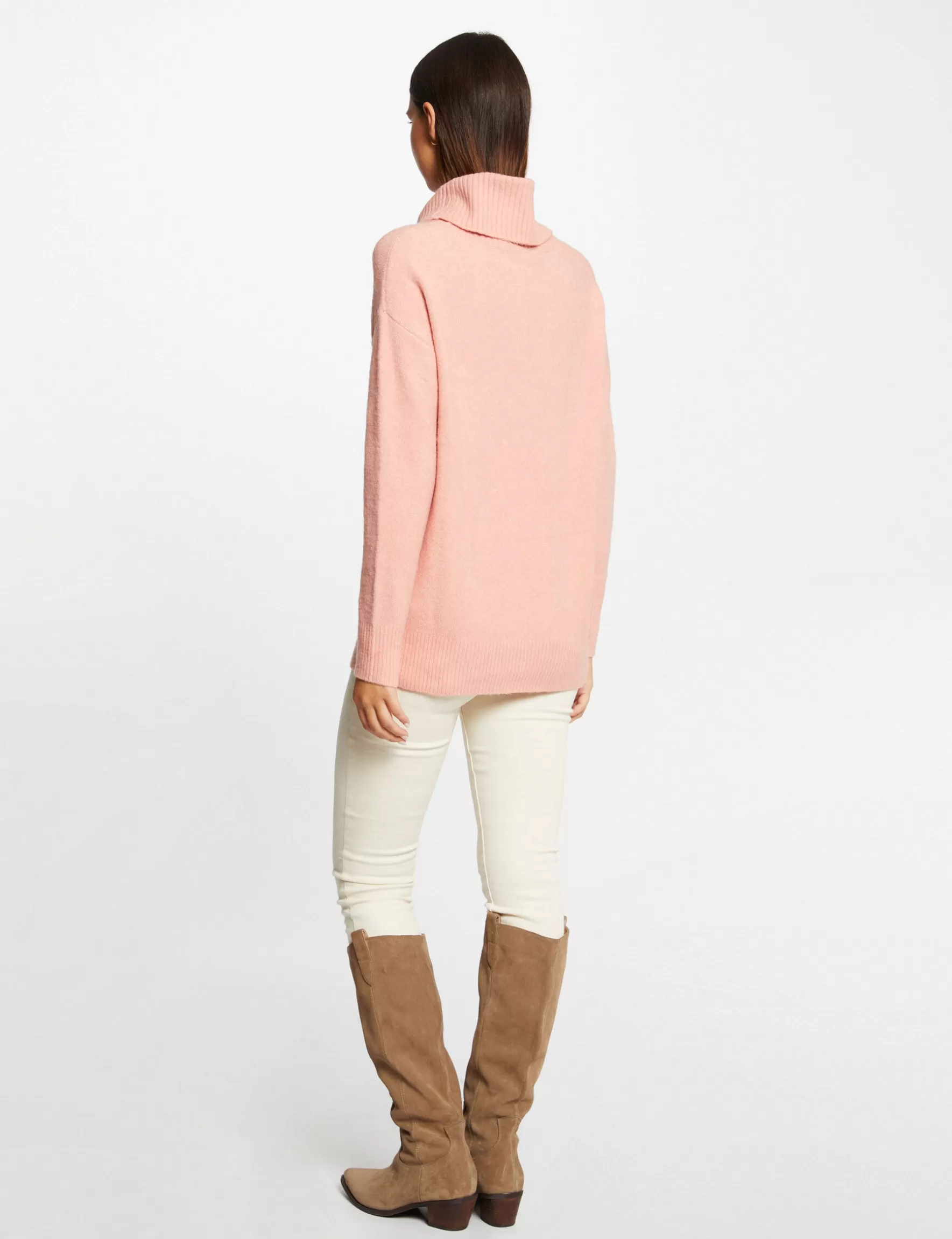 Clothes MORGAN ^Long-sleeved jumper with turtleneck ladies' coral