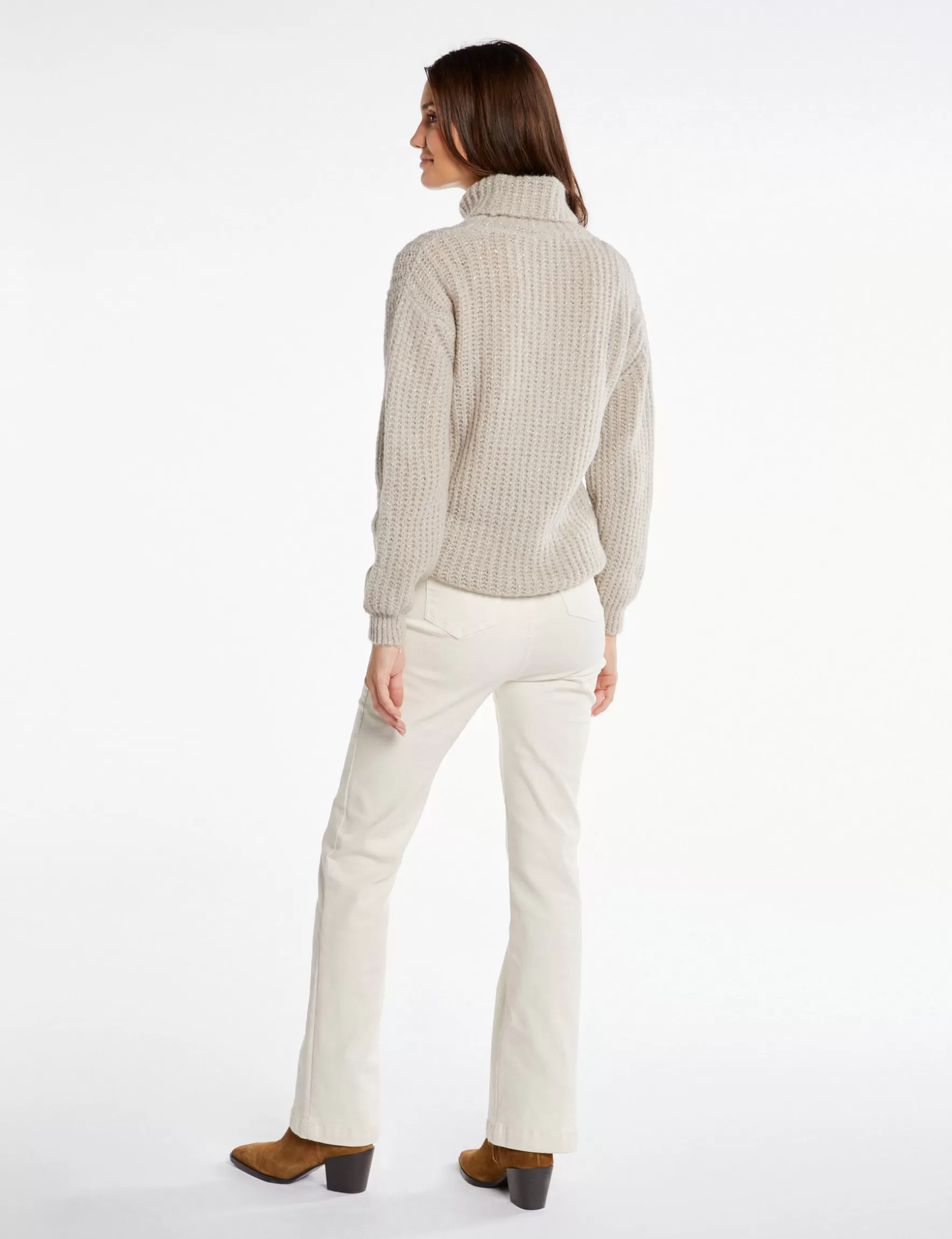 Clothes MORGAN ^Long-sleeved jumper with turtleneck light beige ladies' light_beige