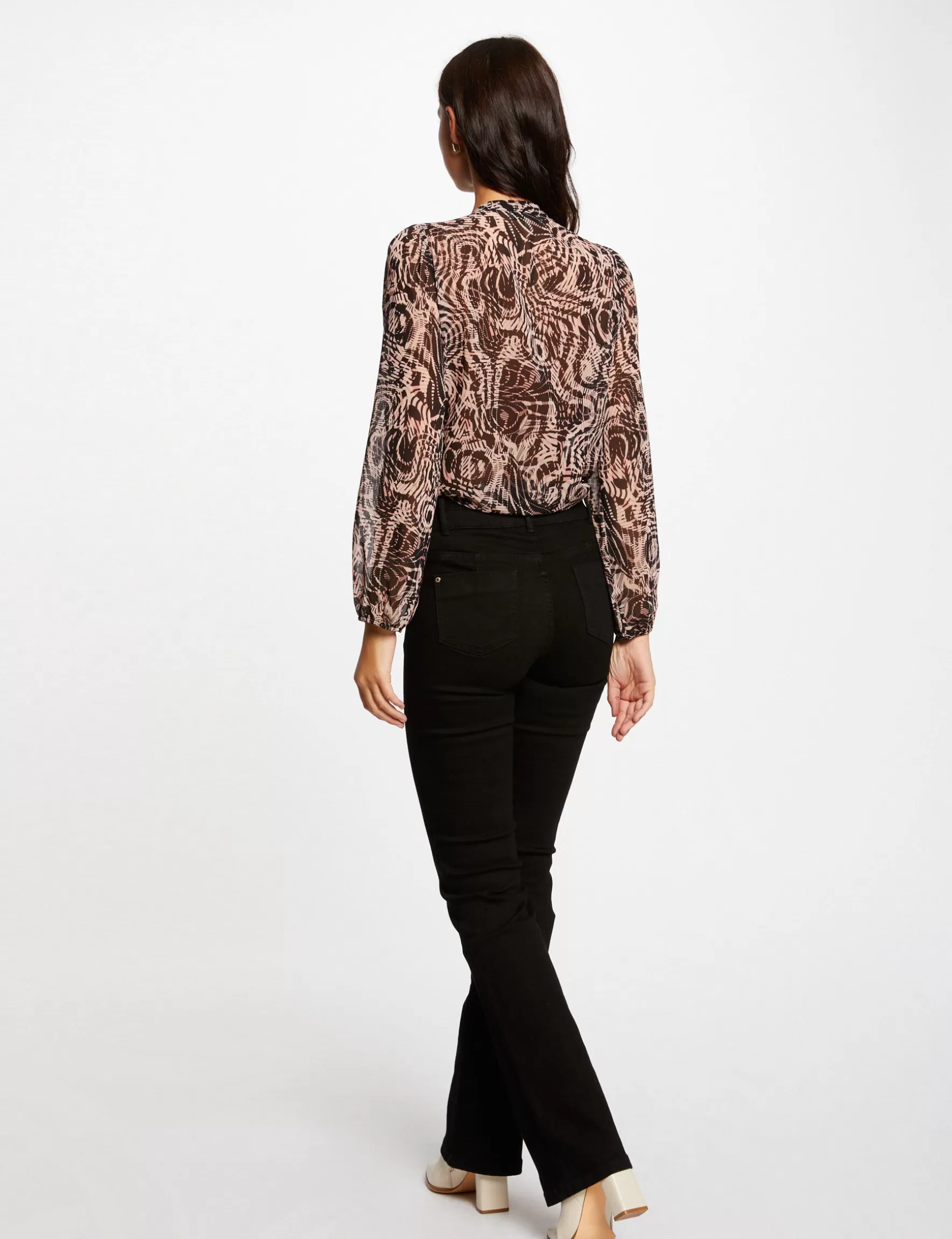 Clothes MORGAN ^Long-sleeved shirt abstract print ladies' multico