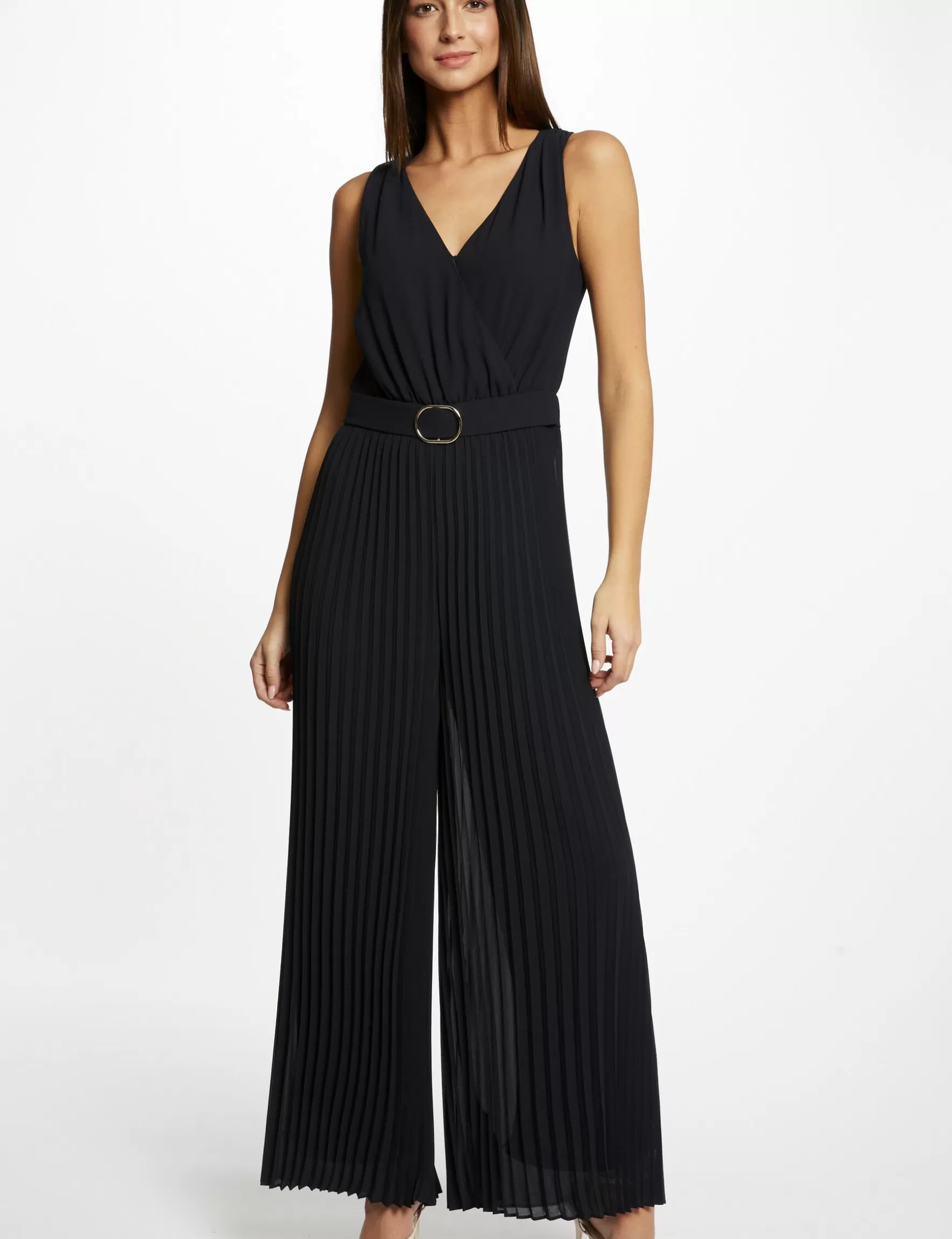 Clothes MORGAN ^Loose jumpsuit with pleated legs ladies' navy