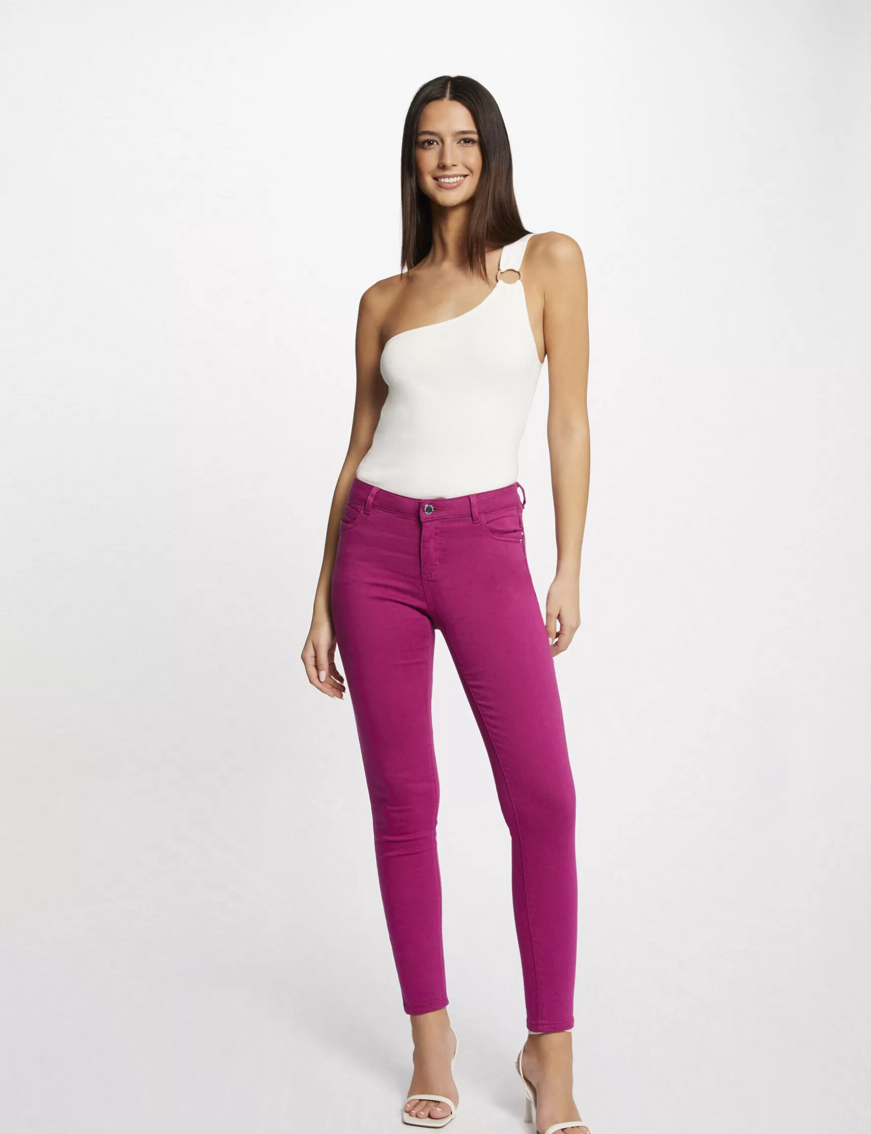 Clothes MORGAN ^Low waist skinny trousers ladies' raspberry