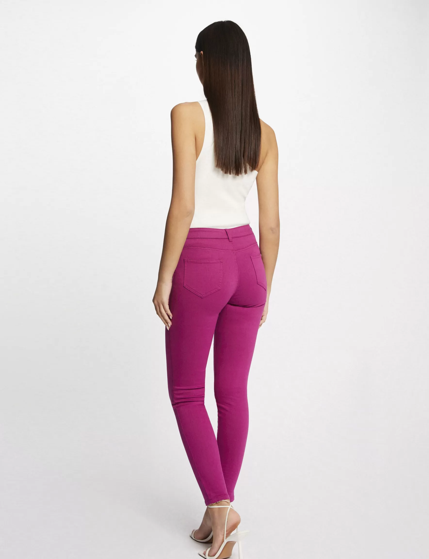 Clothes MORGAN ^Low waist skinny trousers ladies' raspberry