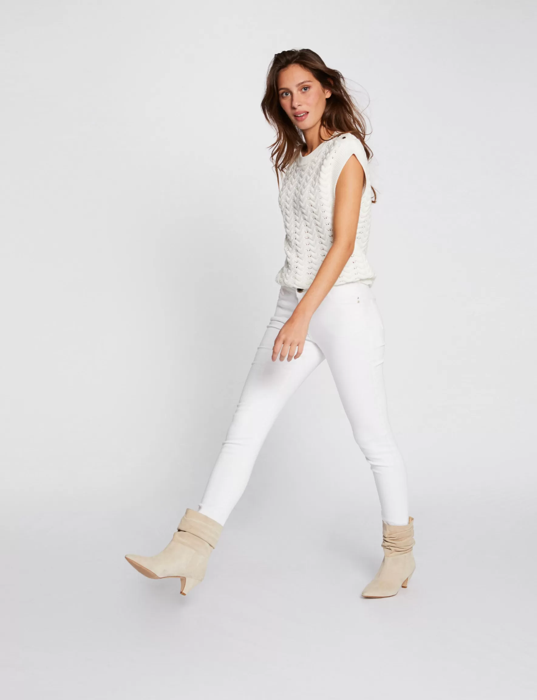 Clothes MORGAN ^Low-waisted skinny jeans ladies' ecru