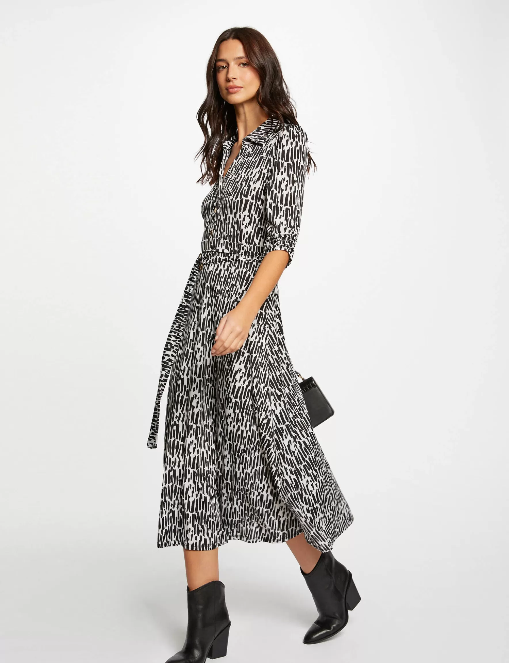 Clothes MORGAN ^Maxi A-line dress with abstract print ladies' multico