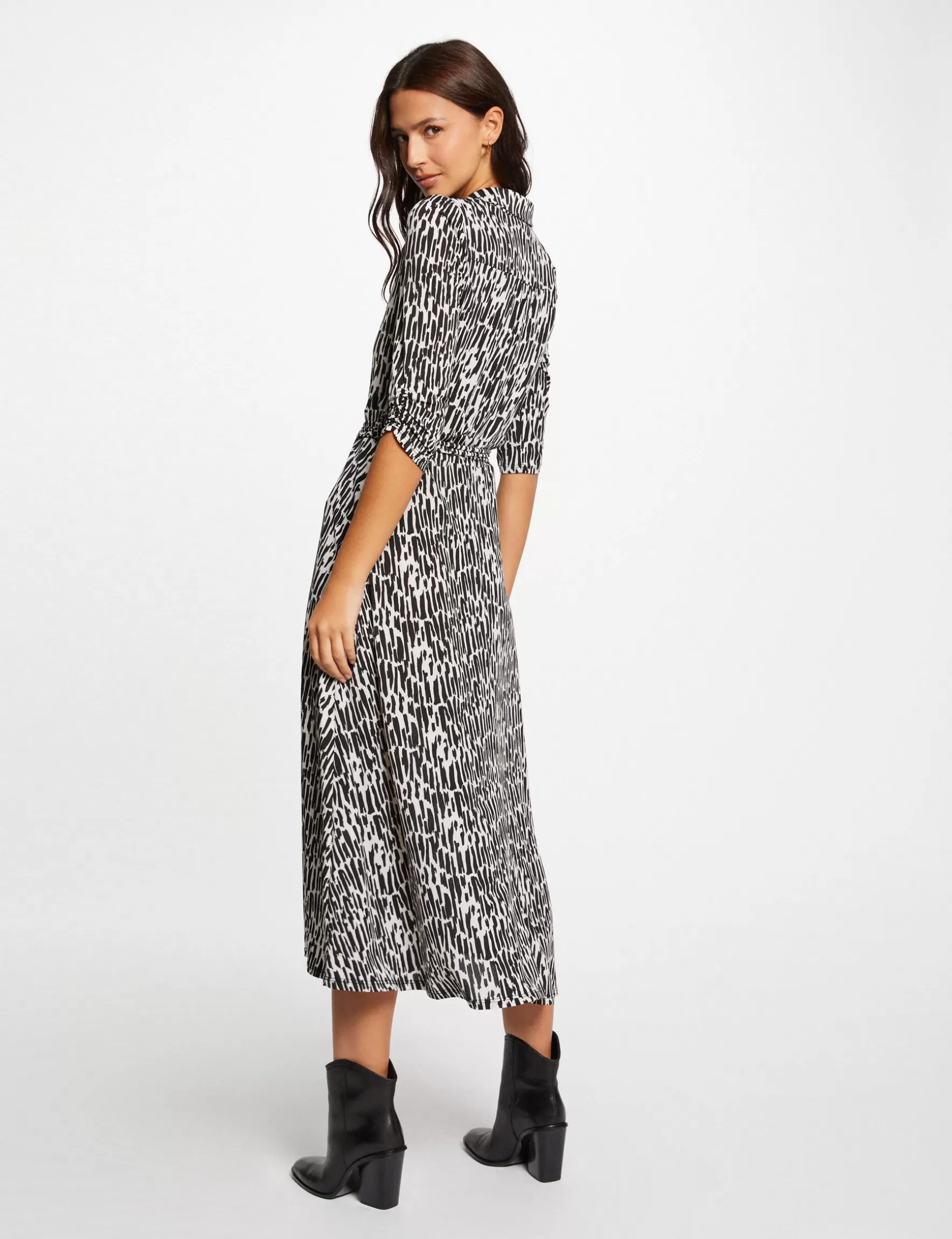 Clothes MORGAN ^Maxi A-line dress with abstract print ladies' multico