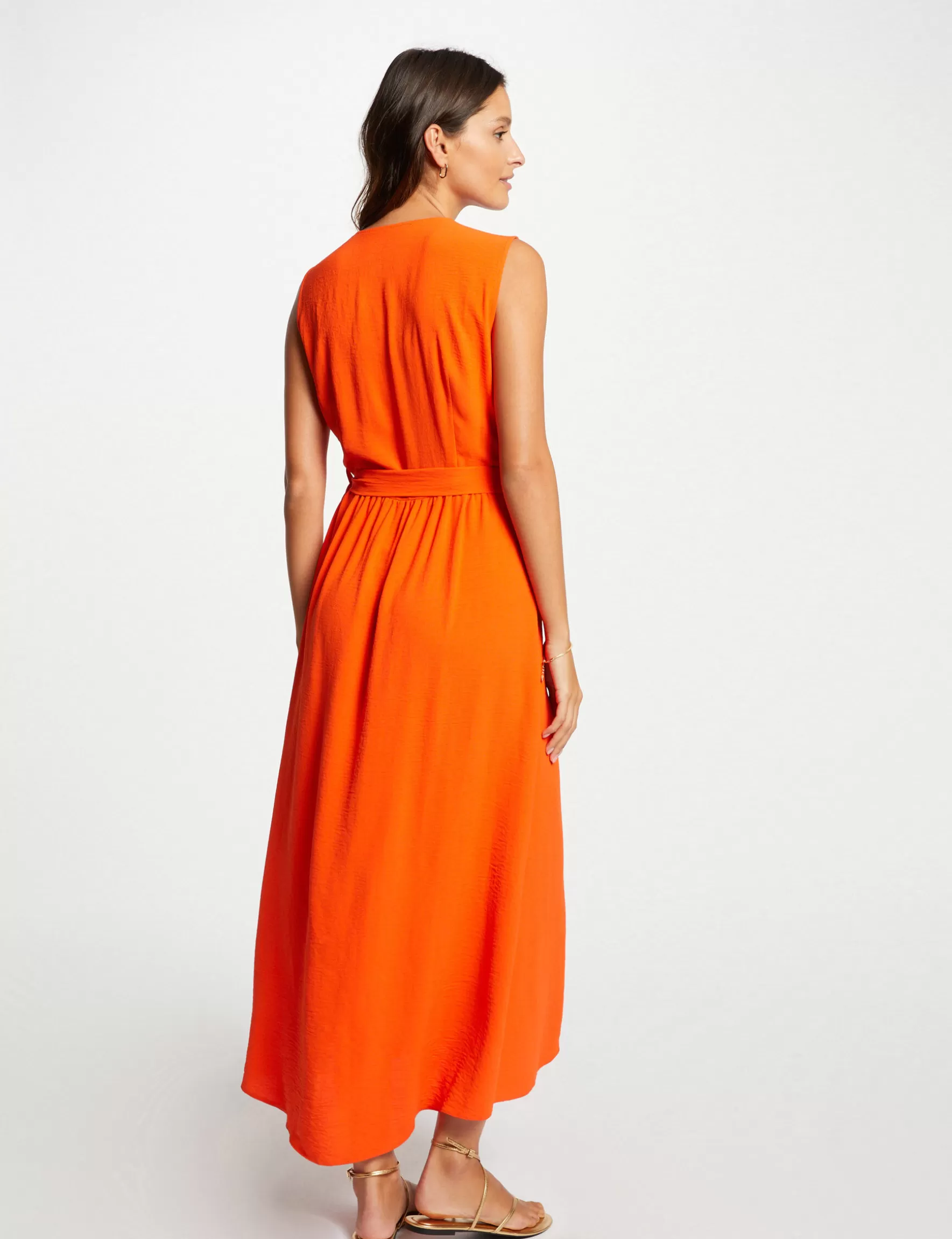 Clothes MORGAN ^Maxi sleeveless wrap dress ladies' orange