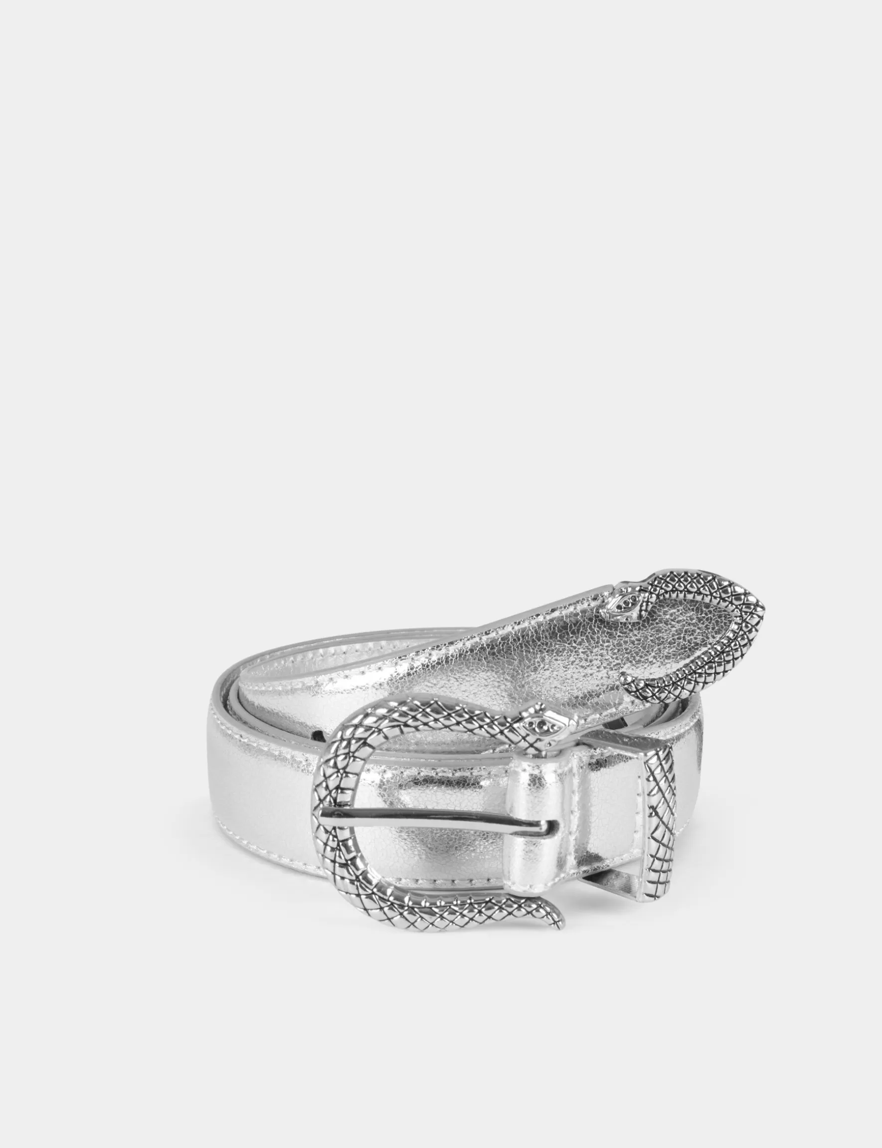 Accessories MORGAN ^Metallised belt with snake buckle ladies' silver