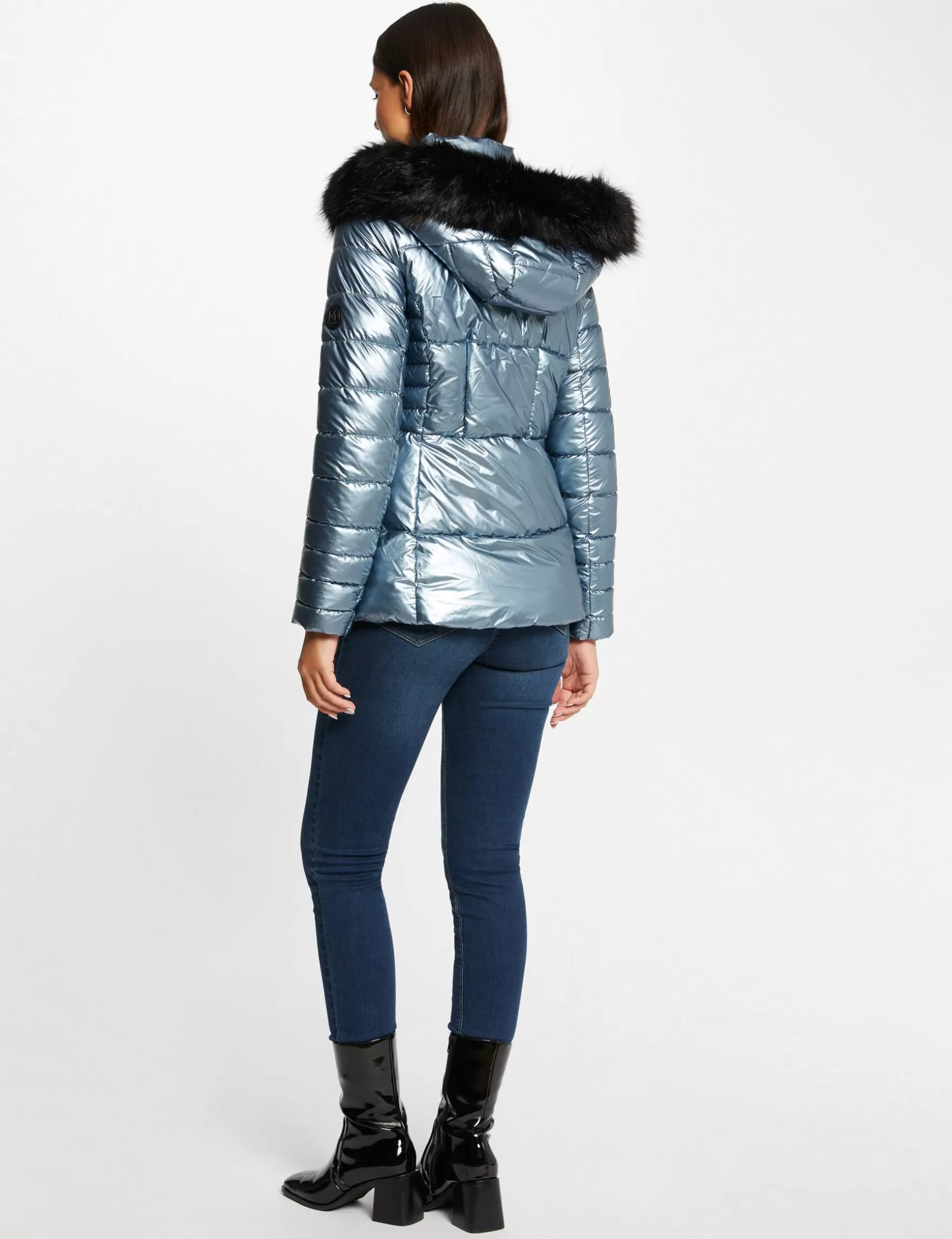 Clothes MORGAN ^Metallised waisted padded jacket ladies' blue