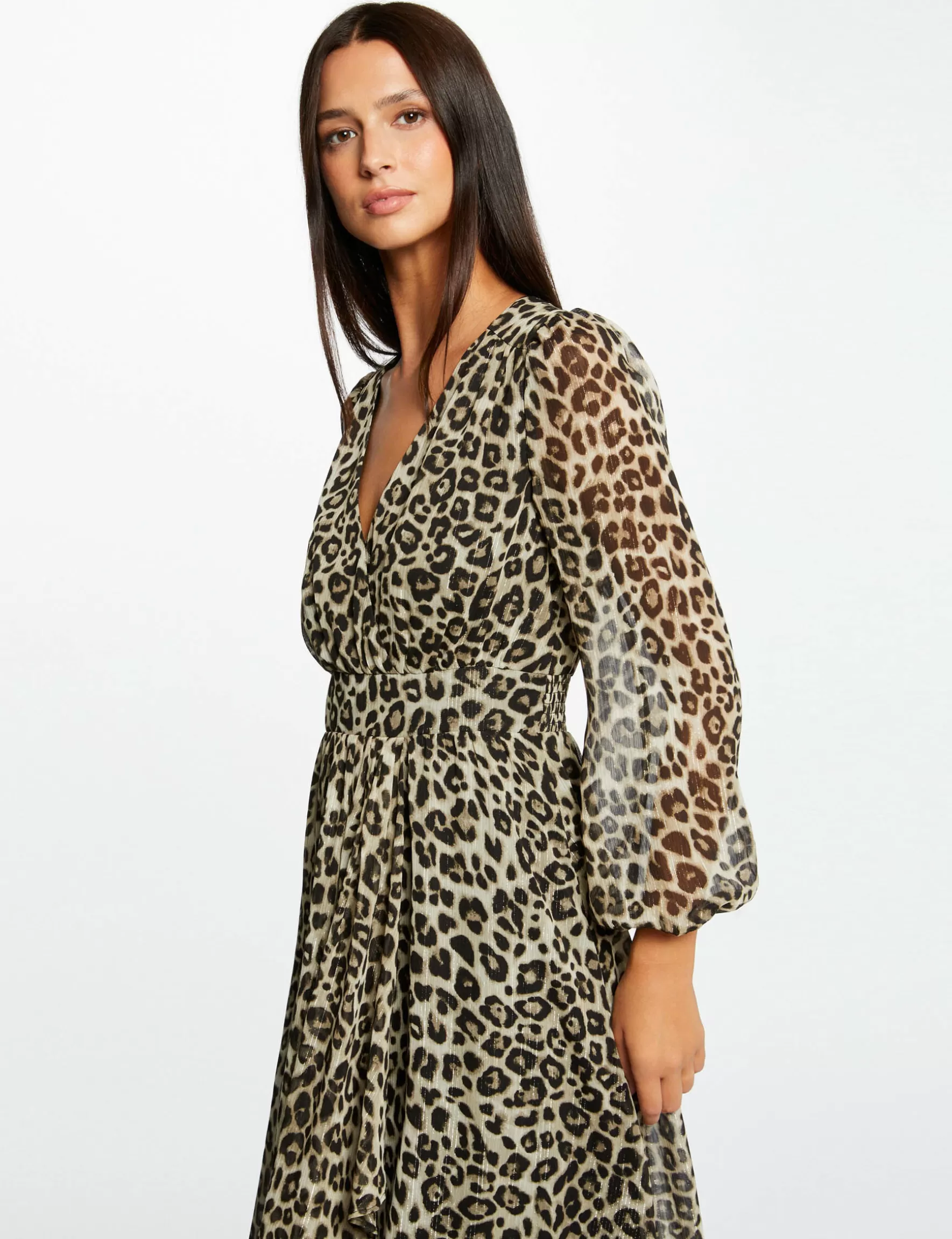 Clothes MORGAN ^Midi wrap dress leopard print ladies' multico